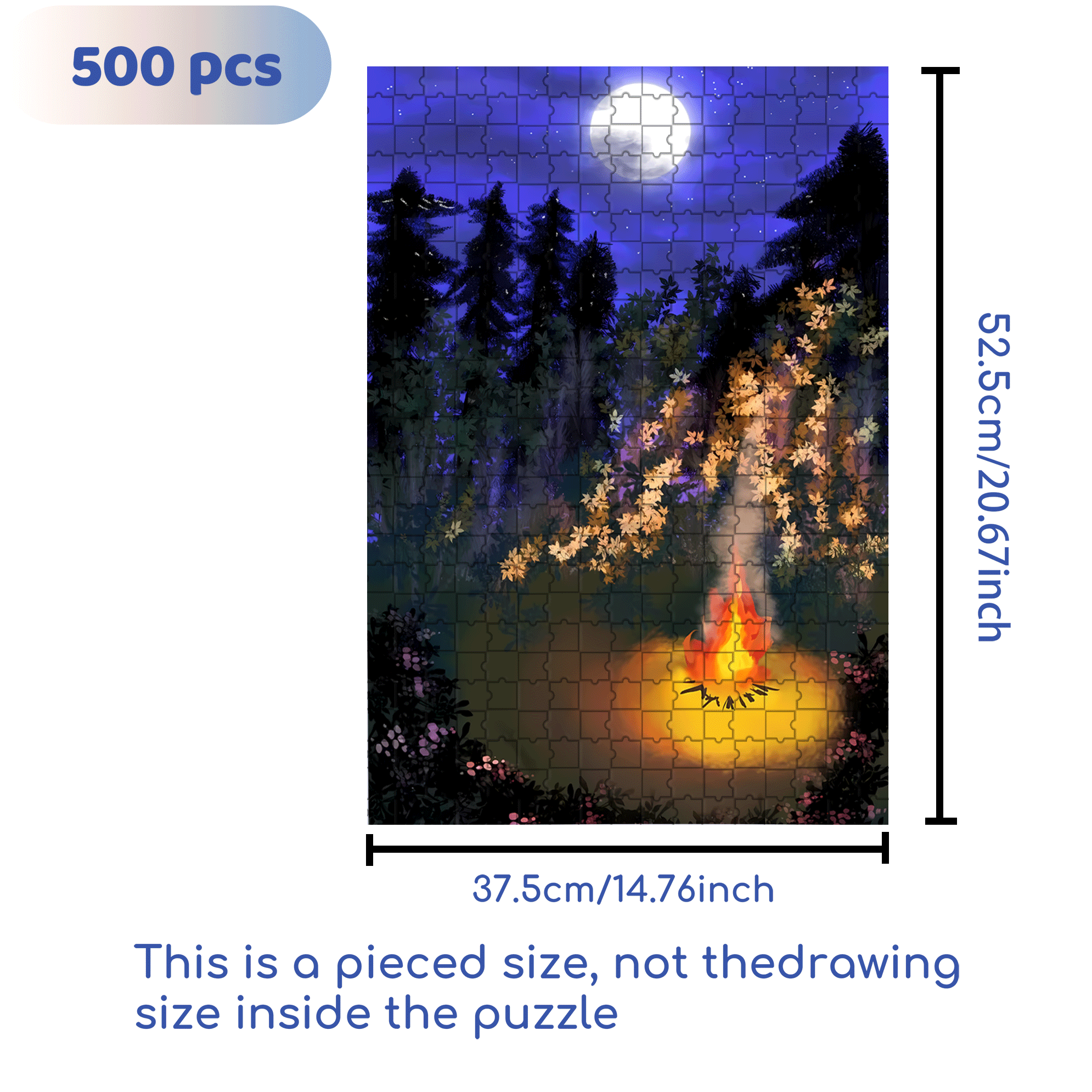A Burning Bonfire 500pcs/1000pcs Jigsaw Puzzle, Scratch-Resistant, Interactive Family Game & Brain-Boosting DIY Decor, Perfect for Halloween, Christmas & New Year Gifts, Family Puzzle Game