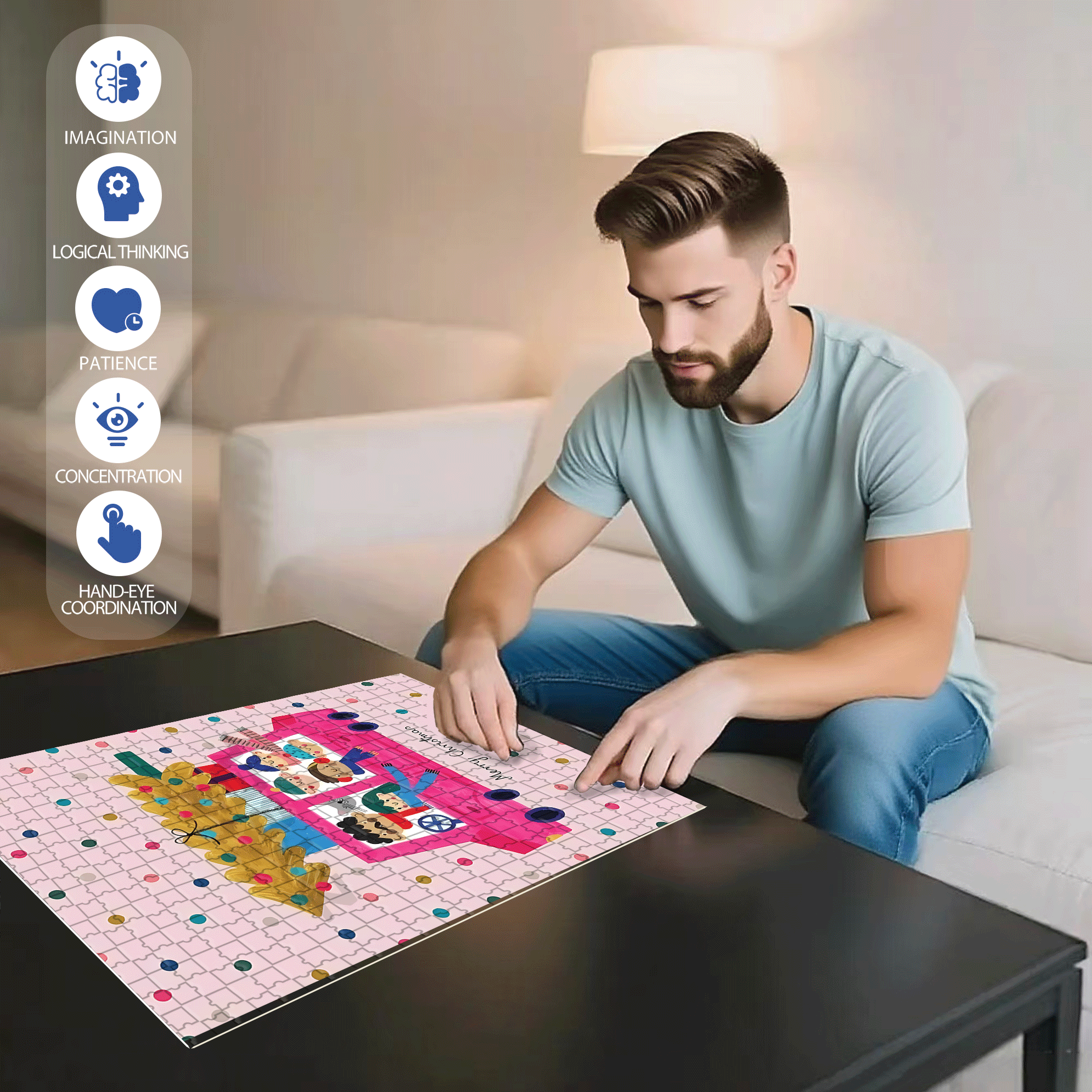 A Family Reunion 500pcs/1000pcs Jigsaw Puzzle, Scratch-Resistant, Interactive Family Game & Brain-Boosting DIY Decor, Perfect for Halloween, Christmas & New Year Gifts, Family Puzzle Game