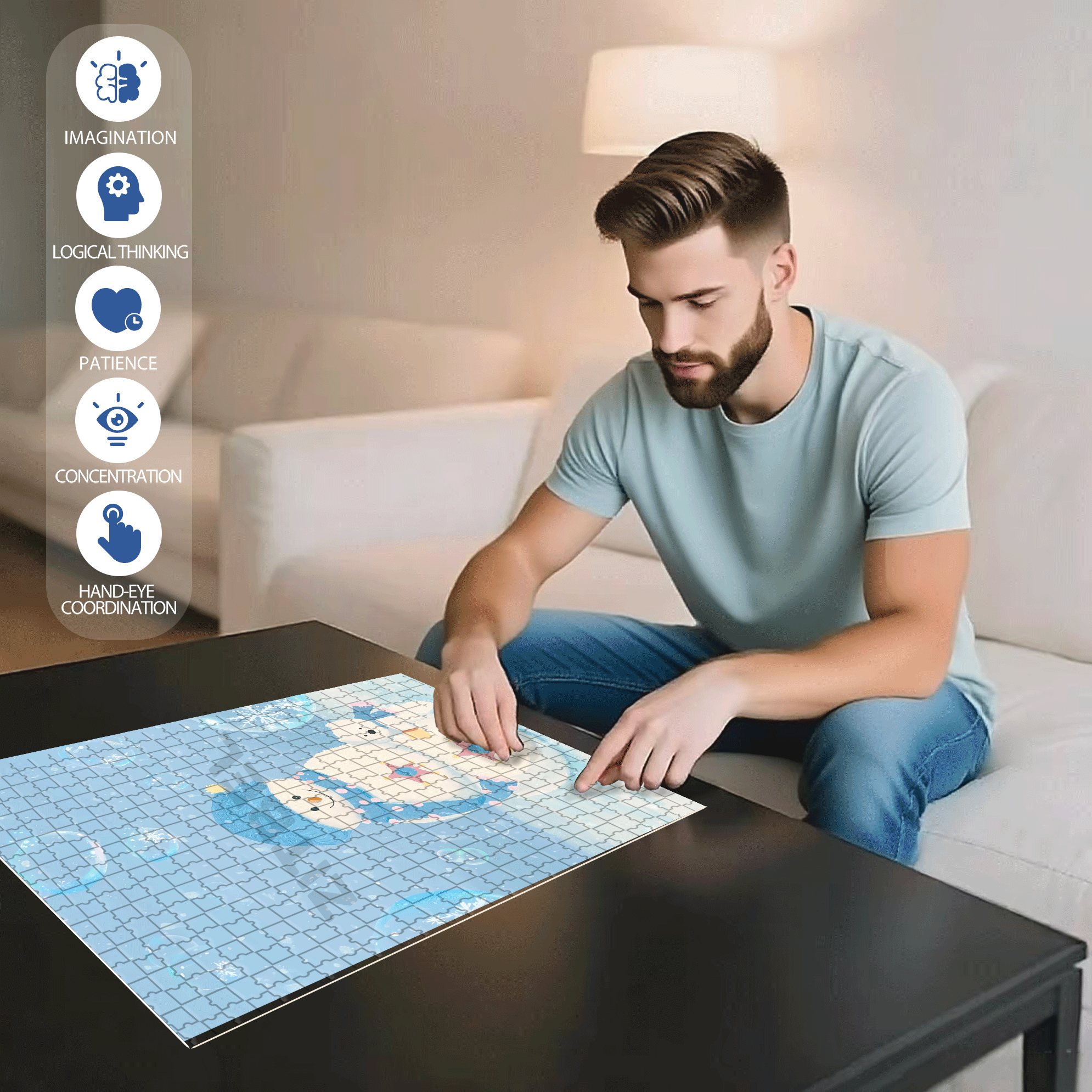 A Good Friend In The Snow 500pcs/1000pcs Jigsaw Puzzle, Scratch-Resistant, Interactive Family Game & Brain-Boosting DIY Decor, Perfect for Halloween, Christmas & New Year Gifts, Family Puzzle Game