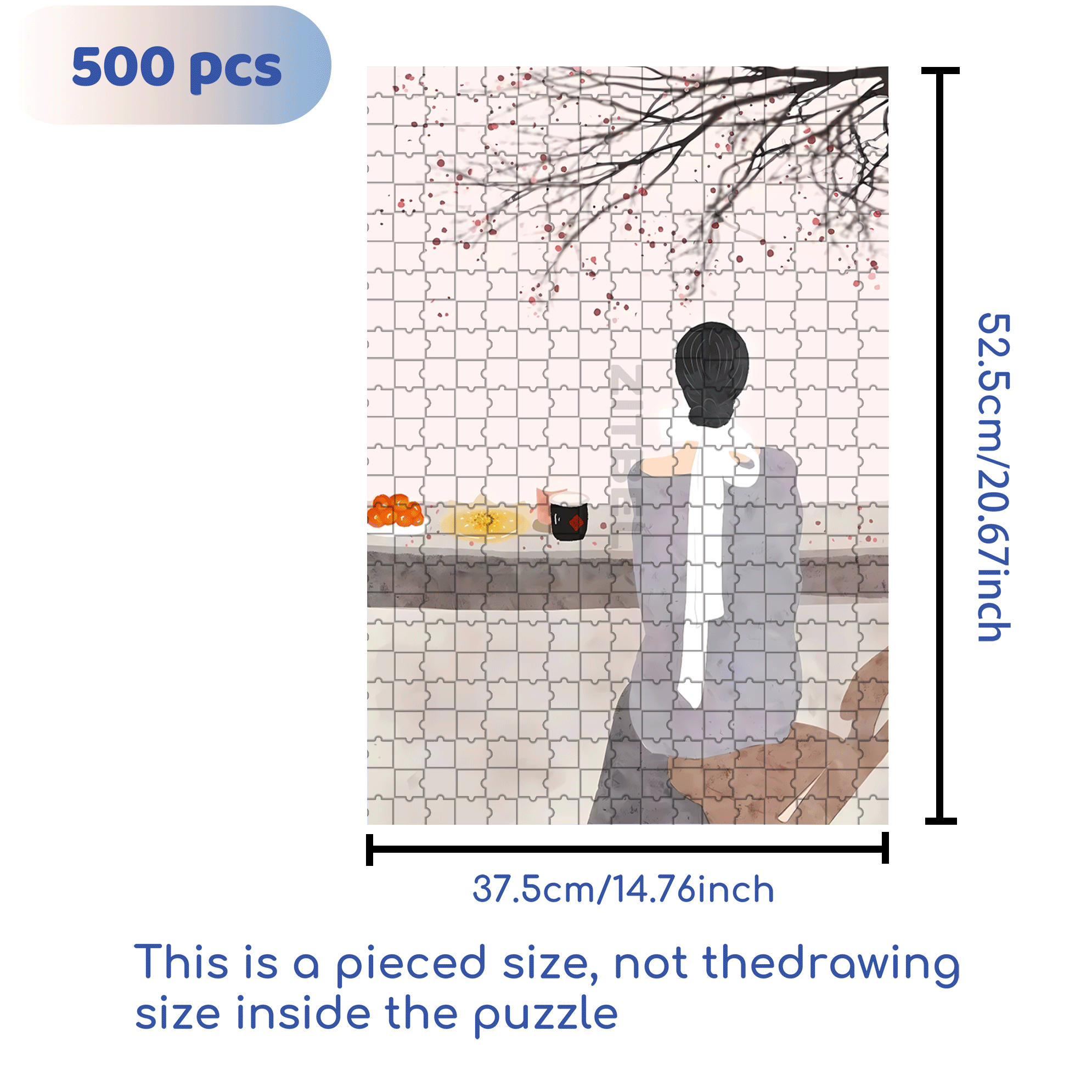 Appreciating Plum Afternoon Tea 500pcs/1000pcs Jigsaw Puzzle, Scratch-Resistant, Interactive Family Game & Brain-Boosting DIY Decor, Perfect for Halloween, Christmas & New Year Gifts, Family Puzzle Game
