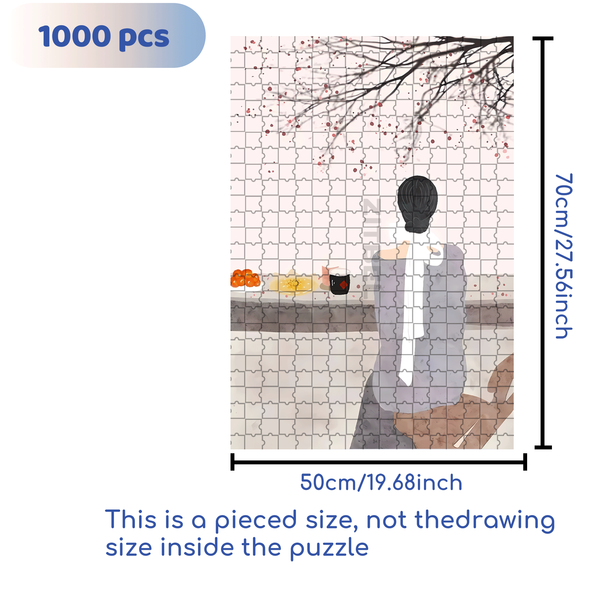 Appreciating Plum Afternoon Tea 500pcs/1000pcs Jigsaw Puzzle, Scratch-Resistant, Interactive Family Game & Brain-Boosting DIY Decor, Perfect for Halloween, Christmas & New Year Gifts, Family Puzzle Game