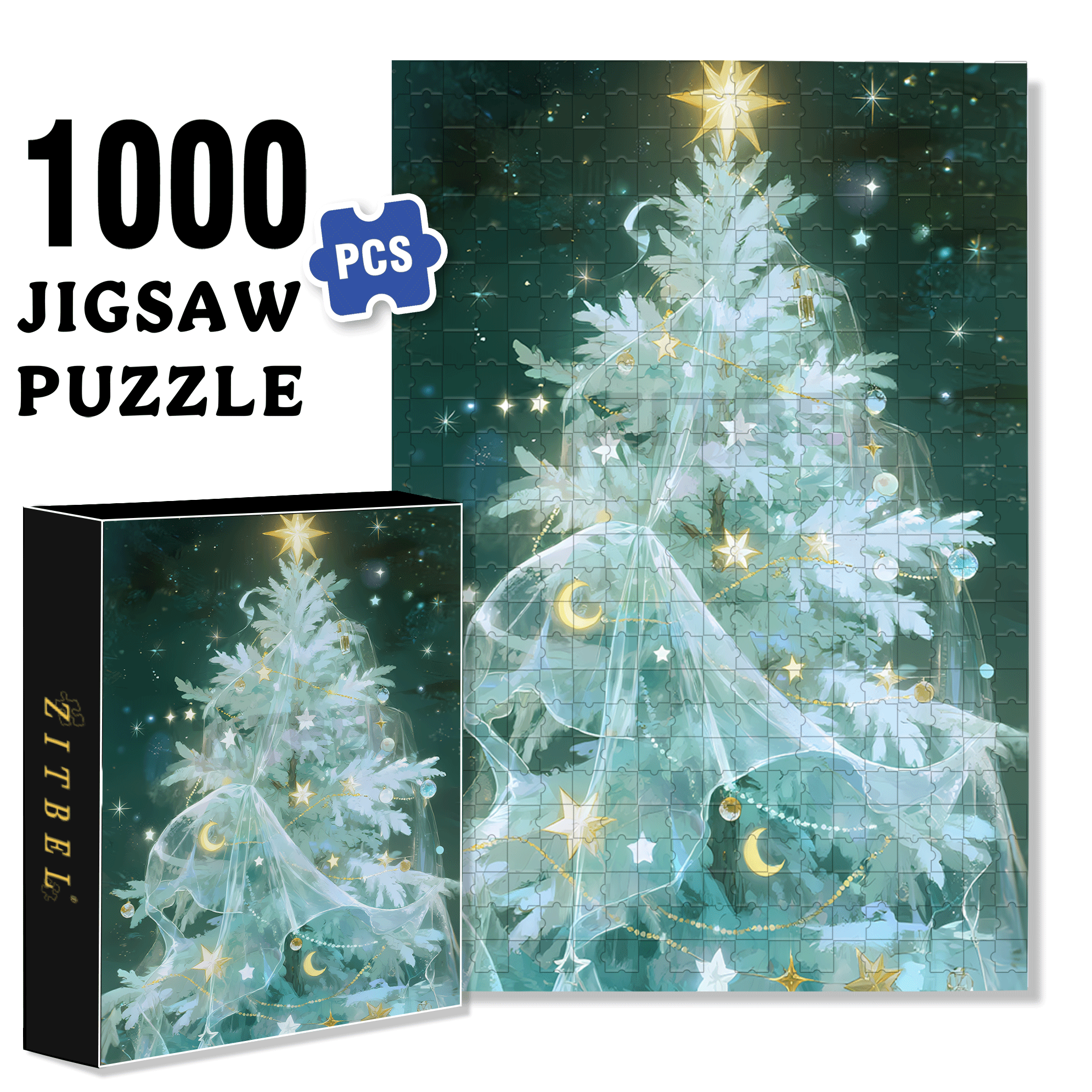 Beautiful Christmas Tree 500pcs/1000pcs Jigsaw Puzzle, Scratch-Resistant, Interactive Family Game & Brain-Boosting DIY Decor, Perfect for Halloween, Christmas & New Year Gifts, Family Puzzle Game