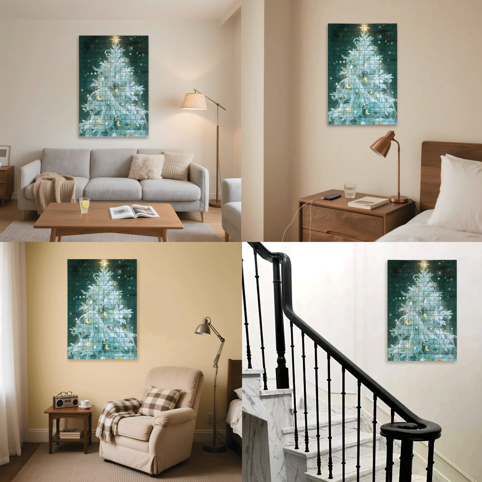 Beautiful Christmas Tree 500pcs/1000pcs Jigsaw Puzzle, Scratch-Resistant, Interactive Family Game & Brain-Boosting DIY Decor, Perfect for Halloween, Christmas & New Year Gifts, Family Puzzle Game