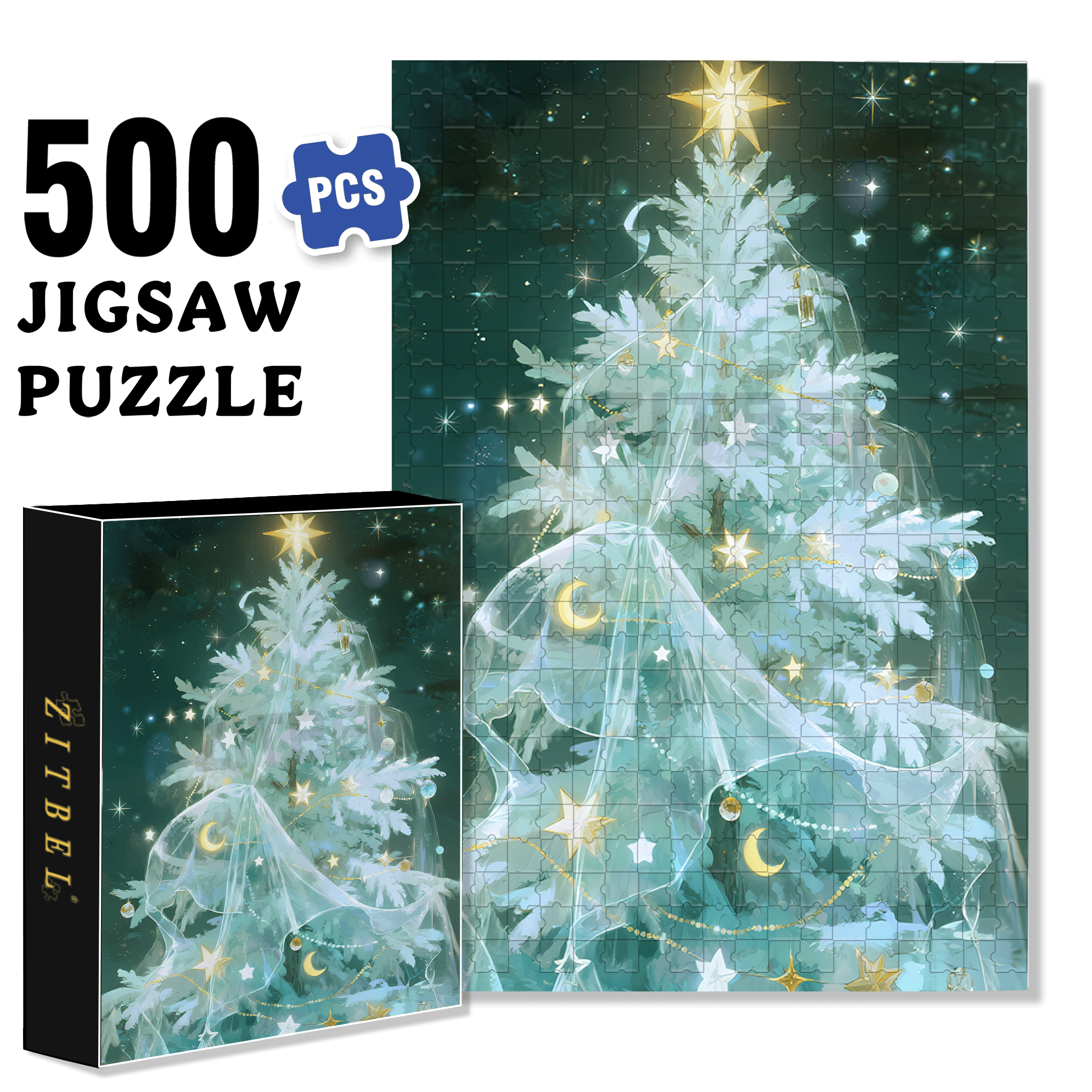 Beautiful Christmas Tree 500pcs/1000pcs Jigsaw Puzzle, Scratch-Resistant, Interactive Family Game & Brain-Boosting DIY Decor, Perfect for Halloween, Christmas & New Year Gifts, Family Puzzle Game