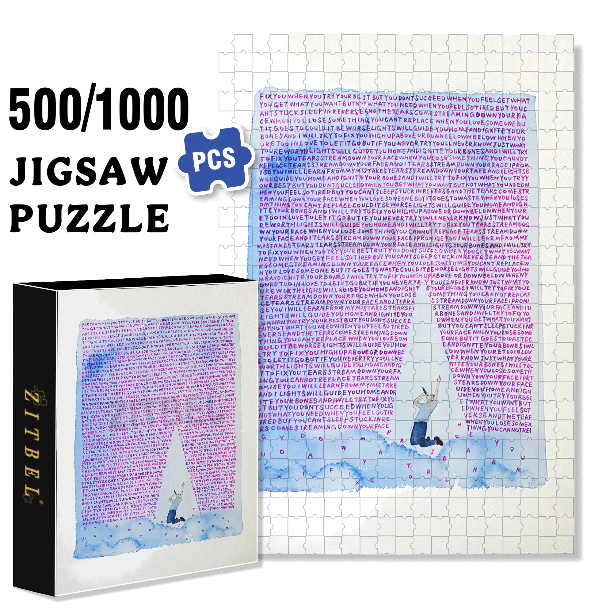 Fix You 500pcs/1000pcs Jigsaw Puzzle, Scratch-Resistant, Interactive Family Game & Brain-Boosting DIY Decor, Perfect for Halloween, Christmas & New Year Gifts, Family Puzzle Game