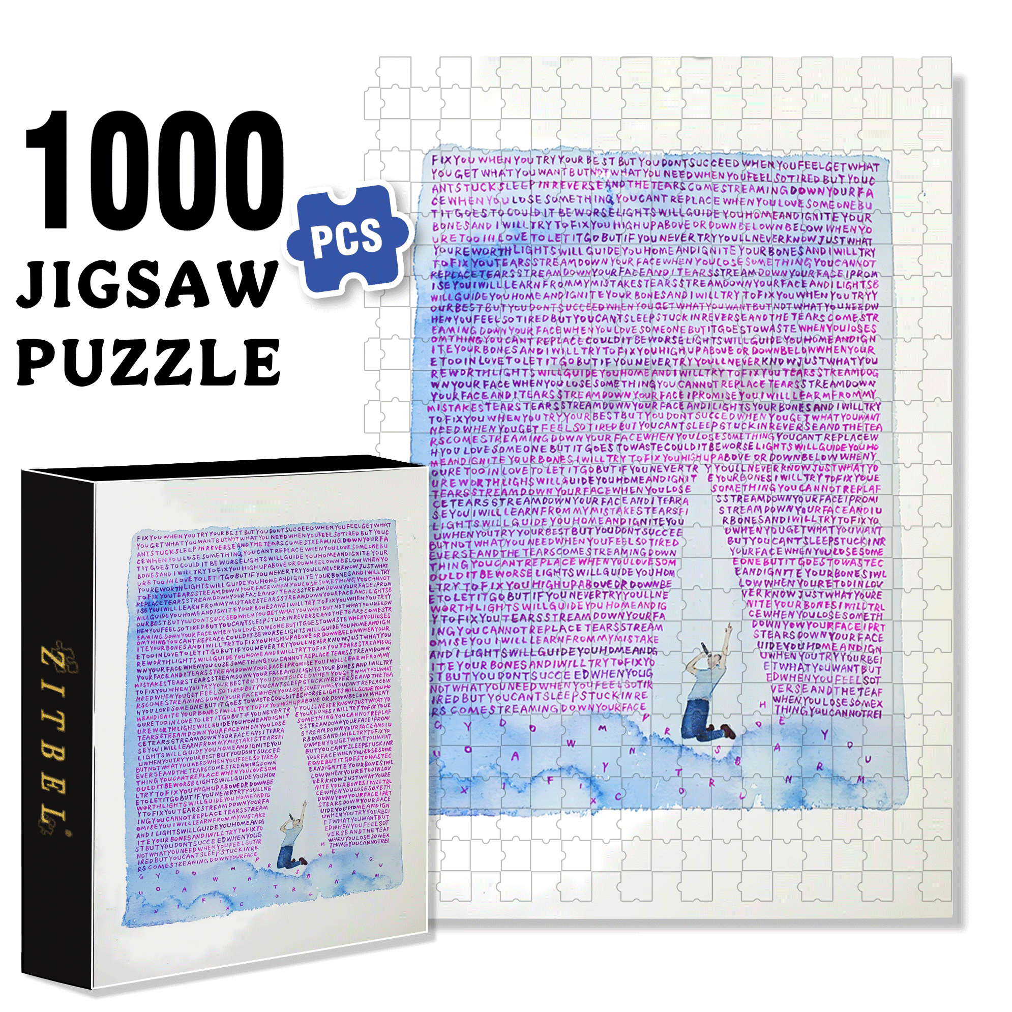 Fix You 500pcs/1000pcs Jigsaw Puzzle, Scratch-Resistant, Interactive Family Game & Brain-Boosting DIY Decor, Perfect for Halloween, Christmas & New Year Gifts, Family Puzzle Game