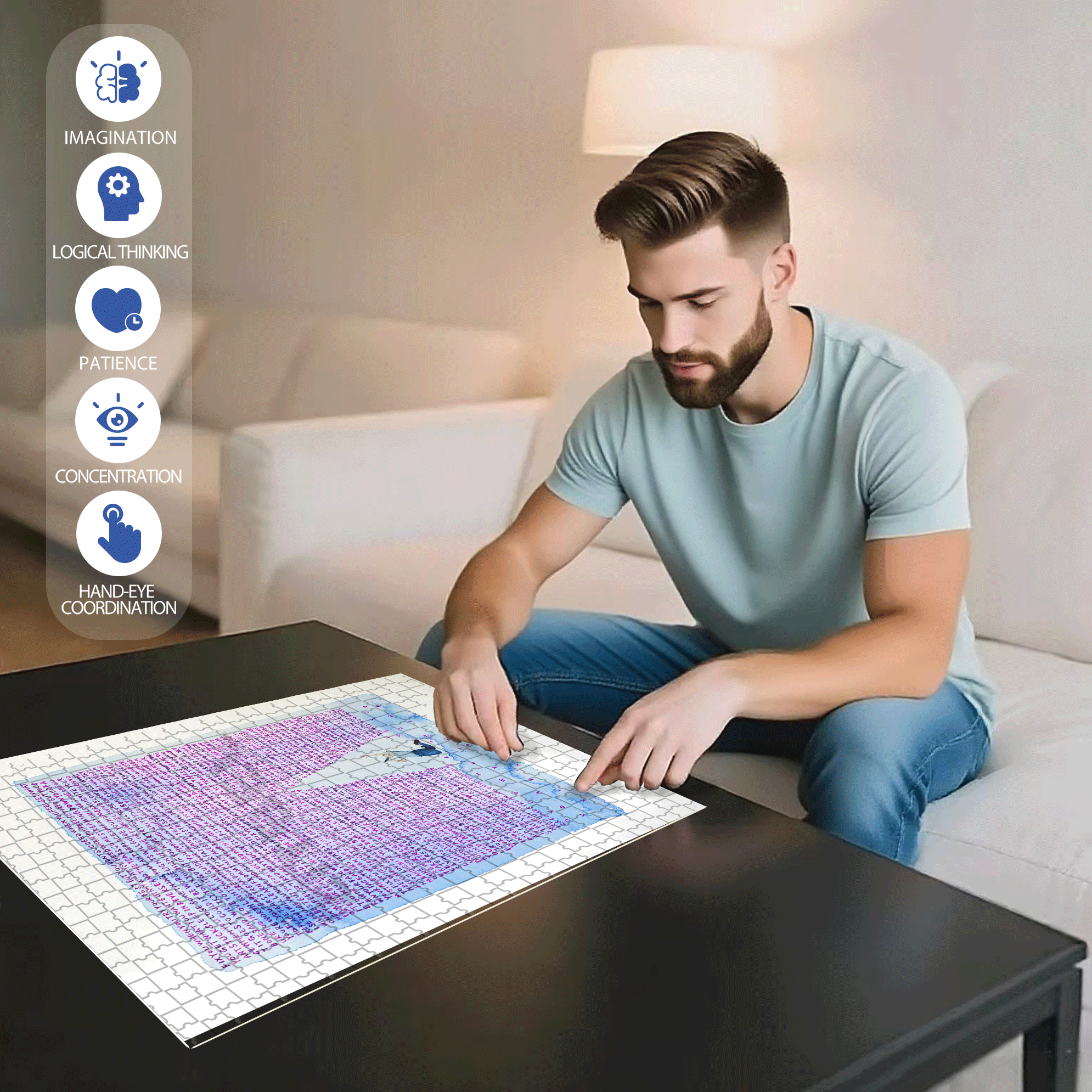 Fix You 500pcs/1000pcs Jigsaw Puzzle, Scratch-Resistant, Interactive Family Game & Brain-Boosting DIY Decor, Perfect for Halloween, Christmas & New Year Gifts, Family Puzzle Game