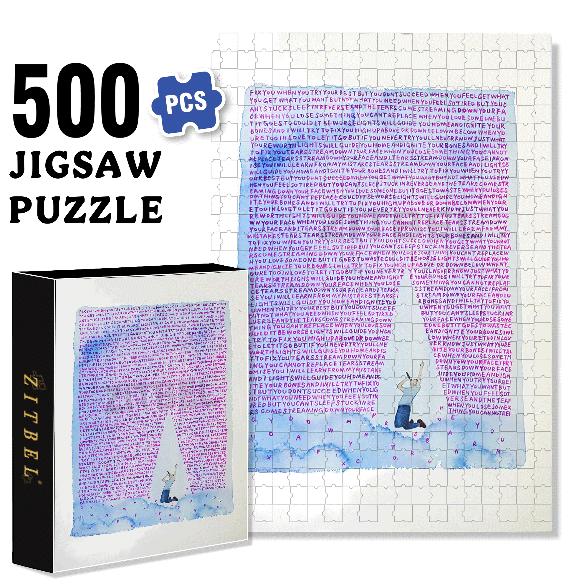 Fix You 500pcs/1000pcs Jigsaw Puzzle, Scratch-Resistant, Interactive Family Game & Brain-Boosting DIY Decor, Perfect for Halloween, Christmas & New Year Gifts, Family Puzzle Game