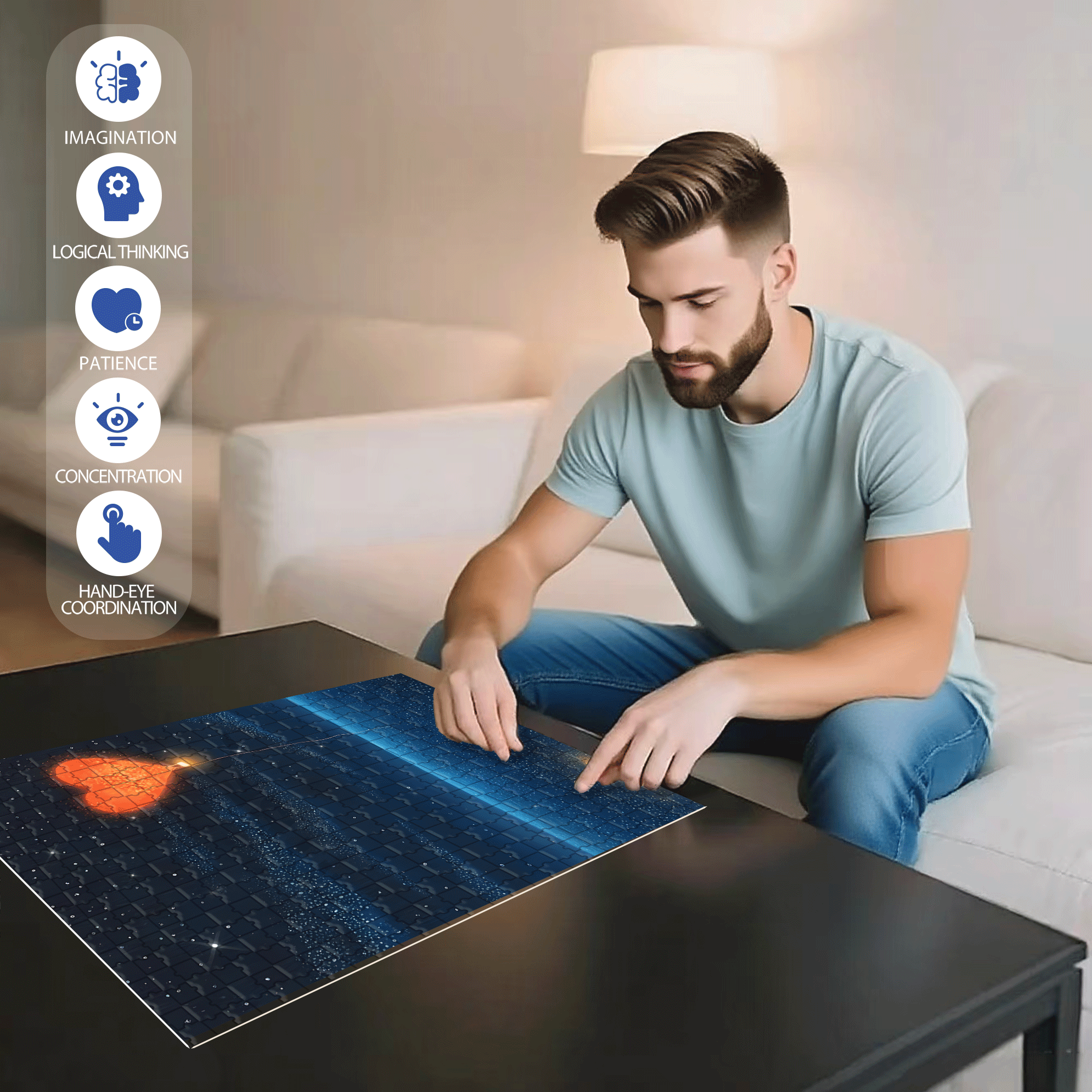 Give You My Love 500pcs/1000pcs Jigsaw Puzzle, Scratch-Resistant, Interactive Family Game & Brain-Boosting DIY Decor, Perfect for Halloween, Christmas & New Year Gifts, Family Puzzle Game