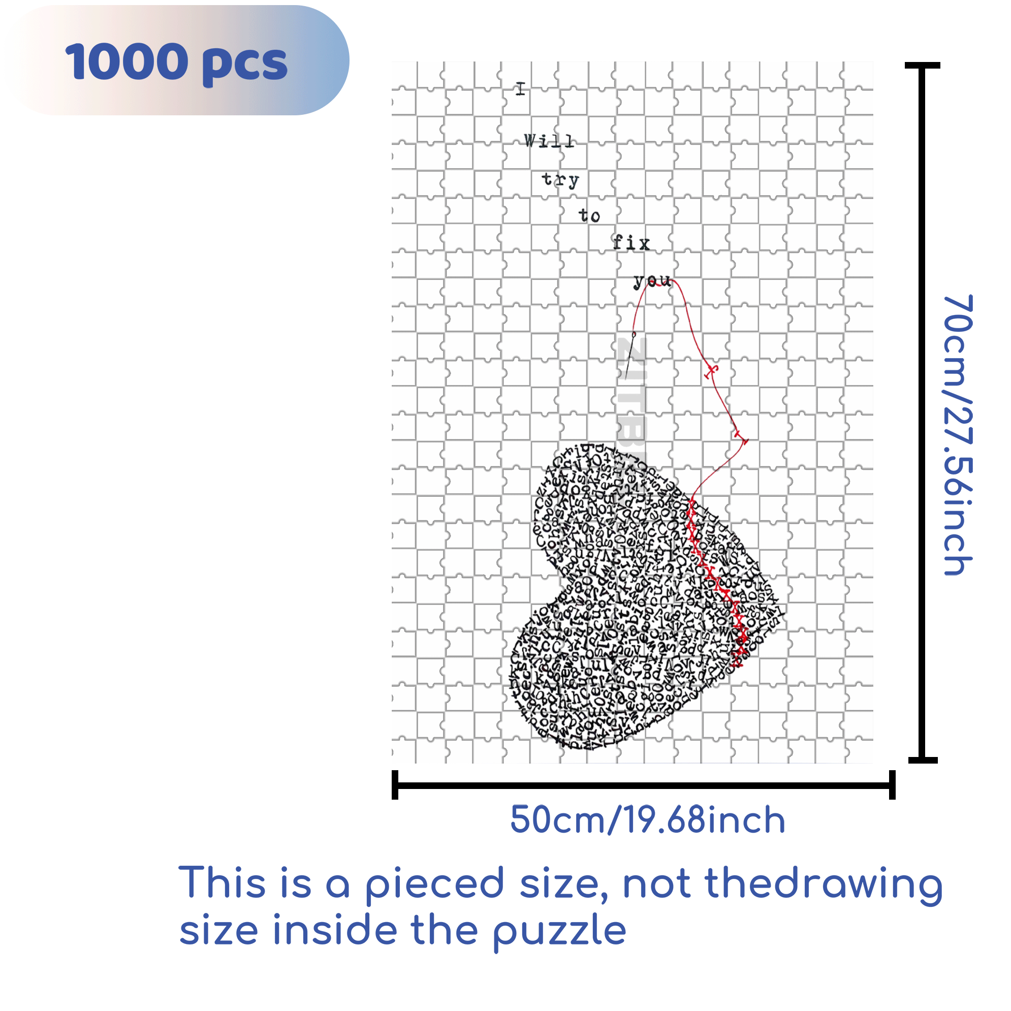 I Will Try To Fix You 500pcs/1000pcs Jigsaw Puzzle, Scratch-Resistant, Interactive Family Game & Brain-Boosting DIY Decor, Perfect for Halloween, Christmas & New Year Gifts, Family Puzzle Game
