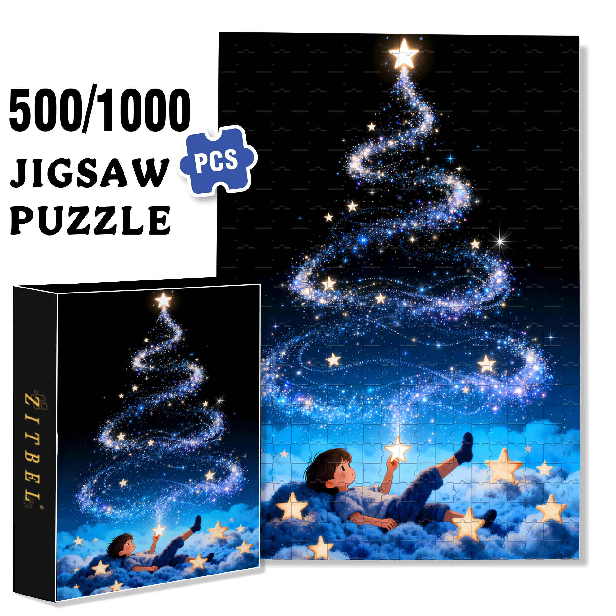 I'll Give You A Little Star 500pcs/1000pcs Jigsaw Puzzle, Scratch-Resistant, Interactive Family Game & Brain-Boosting DIY Decor, Perfect for Halloween, Christmas & New Year Gifts, Family Puzzle Game
