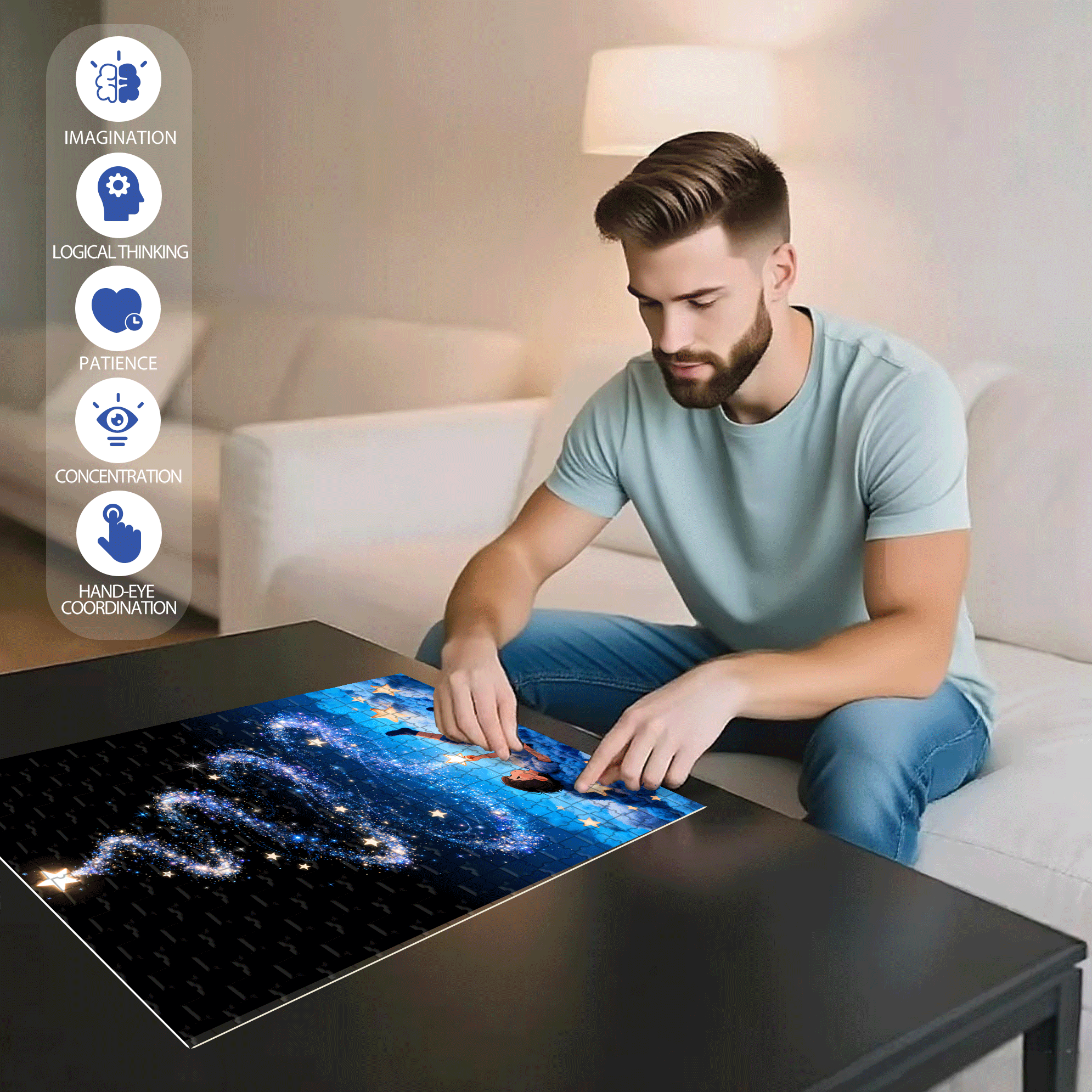 I'll Give You A Little Star 500pcs/1000pcs Jigsaw Puzzle, Scratch-Resistant, Interactive Family Game & Brain-Boosting DIY Decor, Perfect for Halloween, Christmas & New Year Gifts, Family Puzzle Game