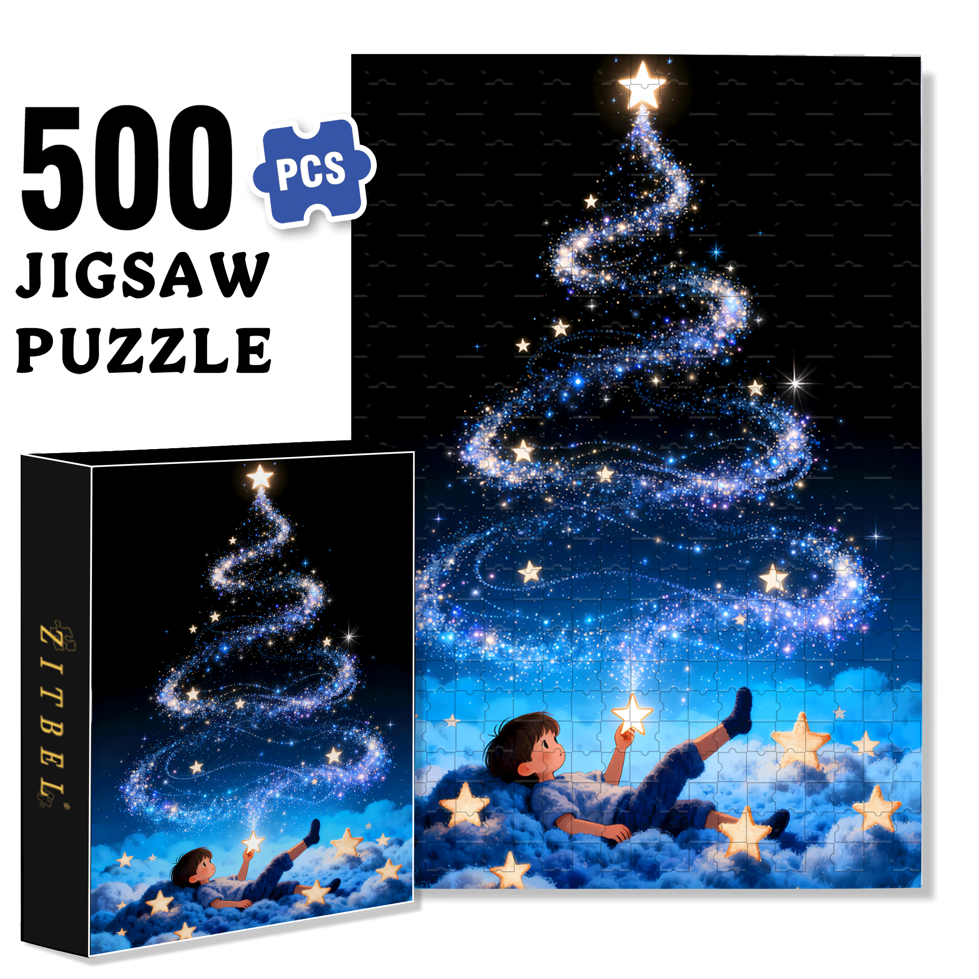 I'll Give You A Little Star 500pcs/1000pcs Jigsaw Puzzle, Scratch-Resistant, Interactive Family Game & Brain-Boosting DIY Decor, Perfect for Halloween, Christmas & New Year Gifts, Family Puzzle Game