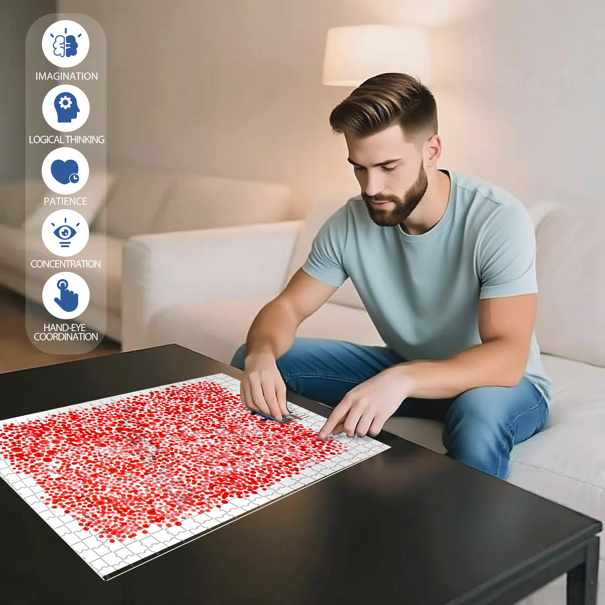 Let's Enjoy The Flowers Together 500pcs/1000pcs Jigsaw Puzzle, Scratch-Resistant, Interactive Family Game & Brain-Boosting DIY Decor, Perfect for Halloween, Christmas & New Year Gifts, Family Puzzle Game