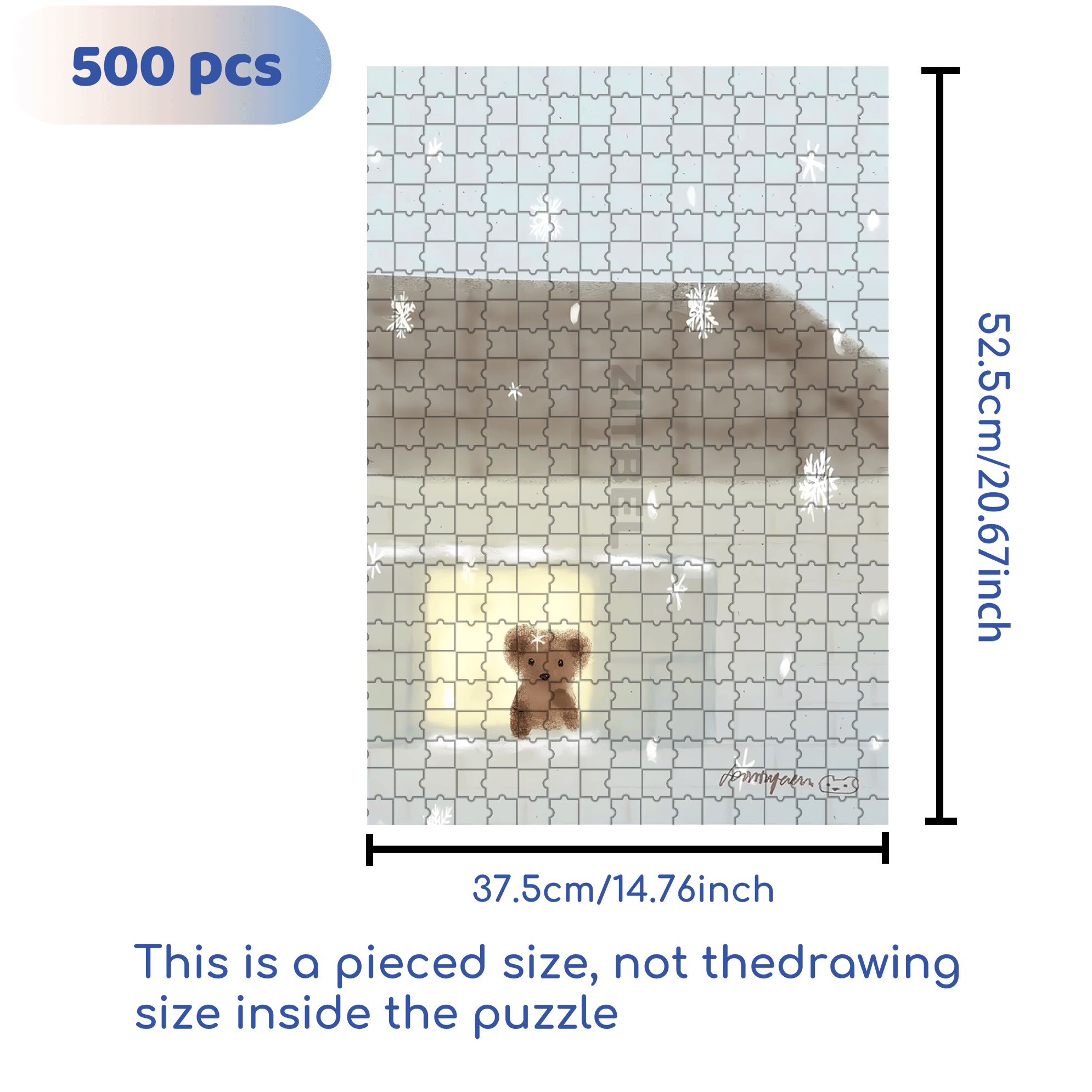 Little Bear Christmas 500pcs/1000pcs Jigsaw Puzzle, Scratch-Resistant, Interactive Family Game & Brain-Boosting DIY Decor, Perfect for Halloween, Christmas & New Year Gifts, Family Puzzle Game