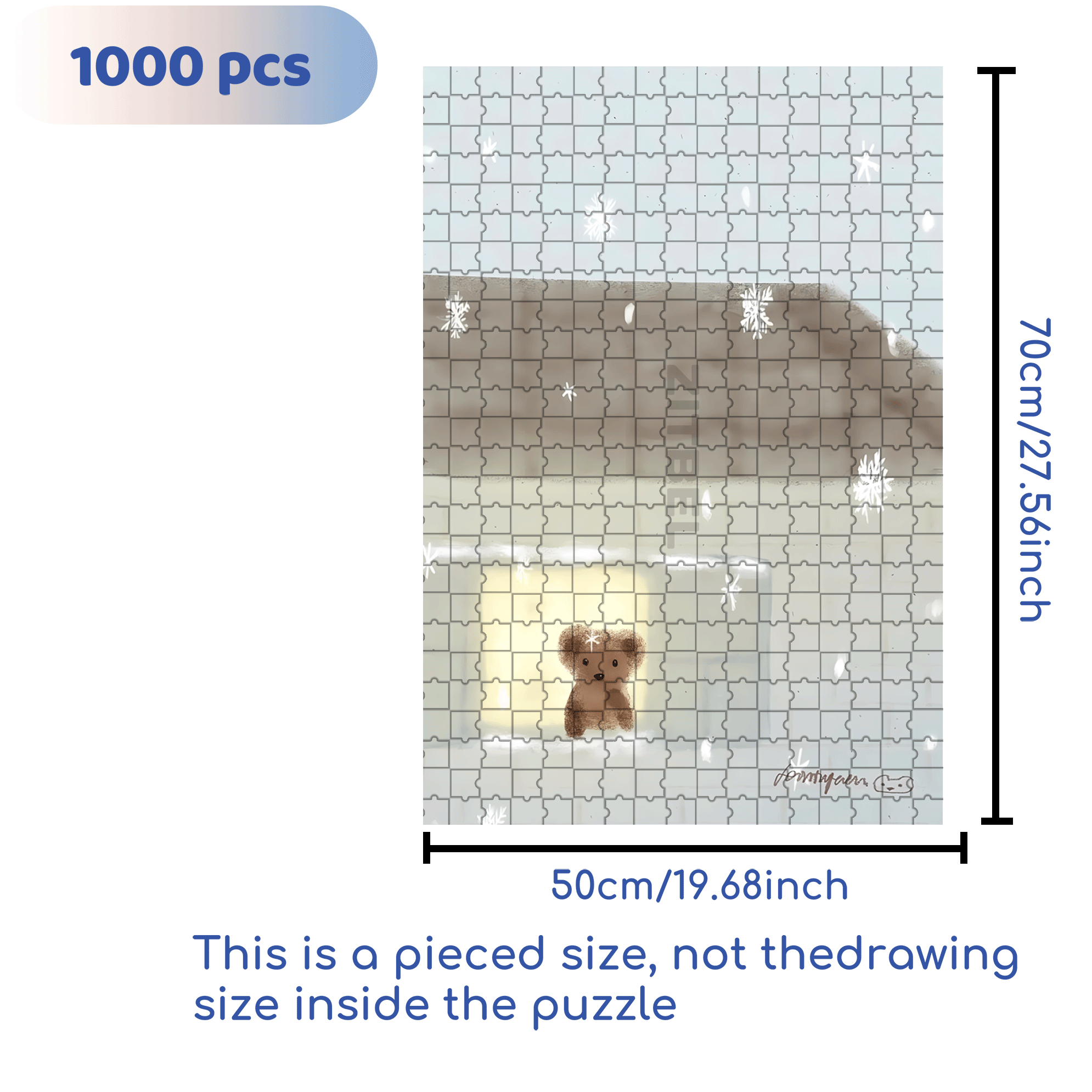 Little Bear Christmas 500pcs/1000pcs Jigsaw Puzzle, Scratch-Resistant, Interactive Family Game & Brain-Boosting DIY Decor, Perfect for Halloween, Christmas & New Year Gifts, Family Puzzle Game