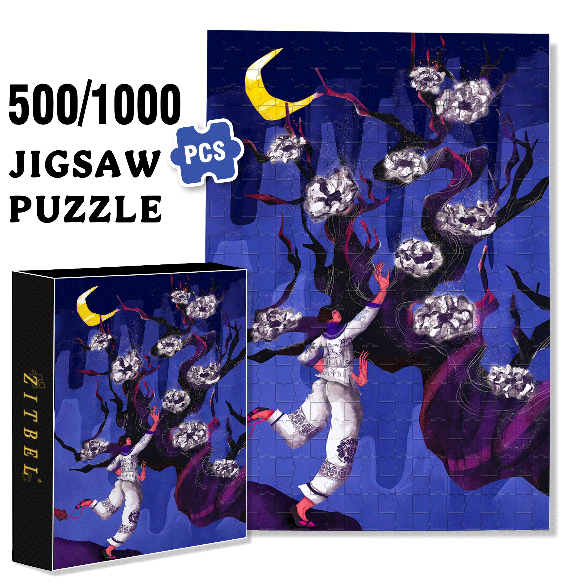 Madam White Fruit 500pcs/1000pcs Jigsaw Puzzle, Scratch-Resistant, Interactive Family Game & Brain-Boosting DIY Decor, Perfect for Halloween, Christmas & New Year Gifts, Family Puzzle Game