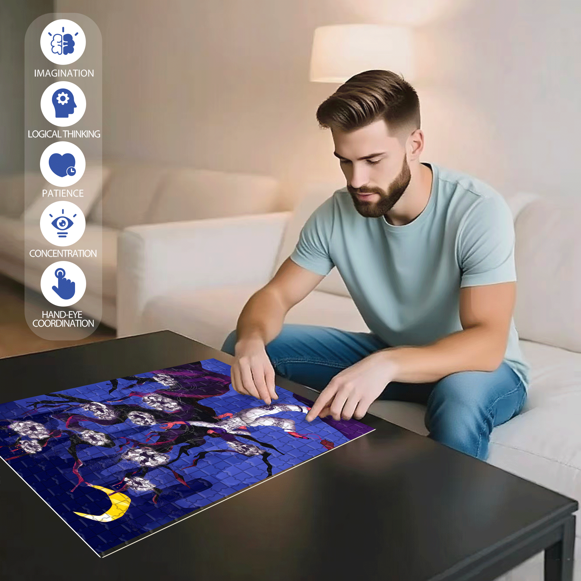 Madam White Fruit 500pcs/1000pcs Jigsaw Puzzle, Scratch-Resistant, Interactive Family Game & Brain-Boosting DIY Decor, Perfect for Halloween, Christmas & New Year Gifts, Family Puzzle Game