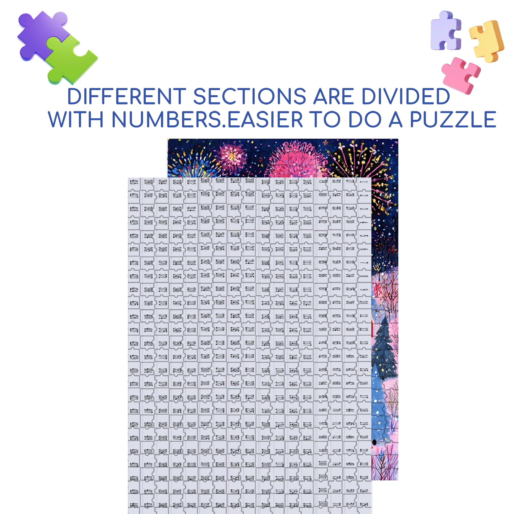 New Year's Eve Fireworks Night 500pcs/1000pcs Jigsaw Puzzle, Scratch-Resistant, Interactive Family Game & Brain-Boosting DIY Decor, Perfect for Halloween, Christmas & New Year Gifts, Family Puzzle Game