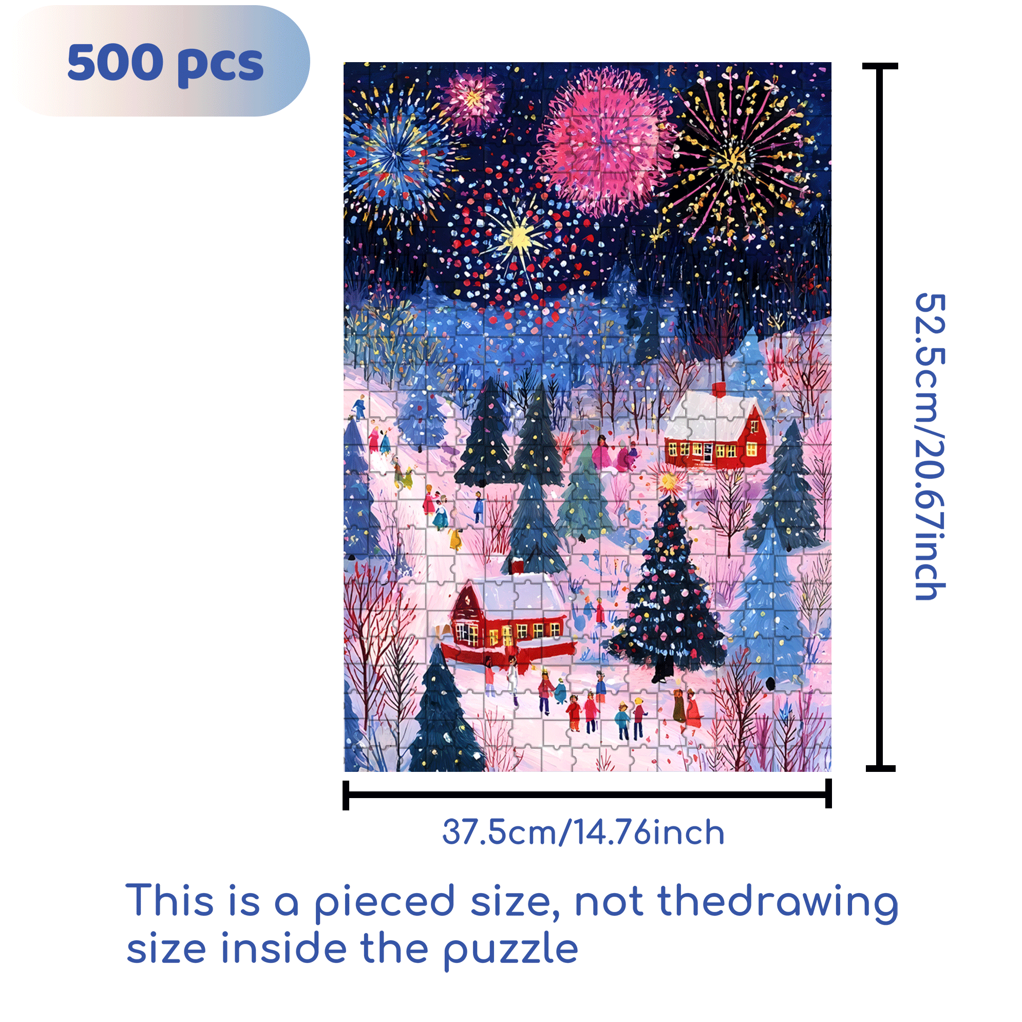 New Year's Eve Fireworks Night 500pcs/1000pcs Jigsaw Puzzle, Scratch-Resistant, Interactive Family Game & Brain-Boosting DIY Decor, Perfect for Halloween, Christmas & New Year Gifts, Family Puzzle Game