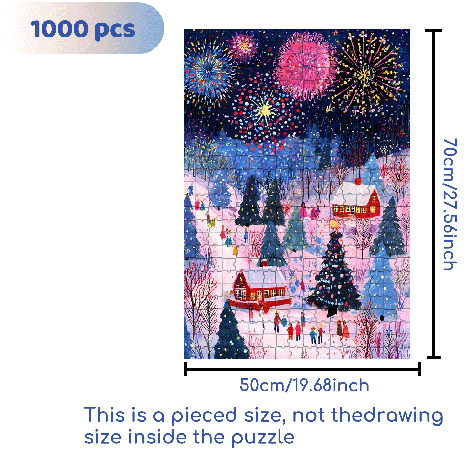 New Year's Eve Fireworks Night 500pcs/1000pcs Jigsaw Puzzle, Scratch-Resistant, Interactive Family Game & Brain-Boosting DIY Decor, Perfect for Halloween, Christmas & New Year Gifts, Family Puzzle Game