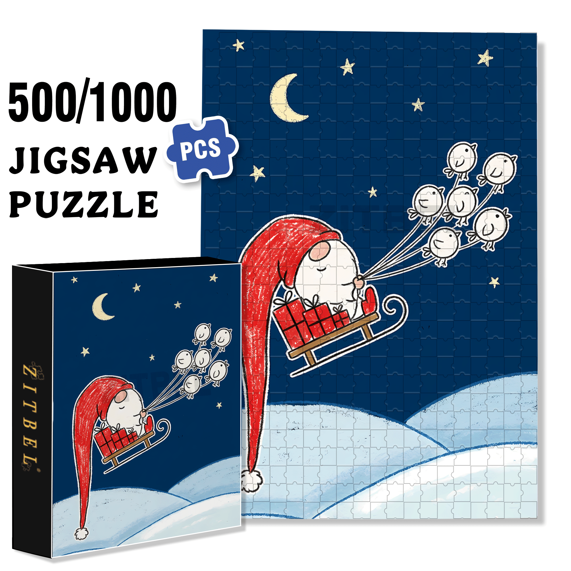 Night Of Dreams 500pcs/1000pcs Jigsaw Puzzle, Scratch-Resistant, Interactive Family Game & Brain-Boosting DIY Decor, Perfect for Halloween, Christmas & New Year Gifts, Family Puzzle Game