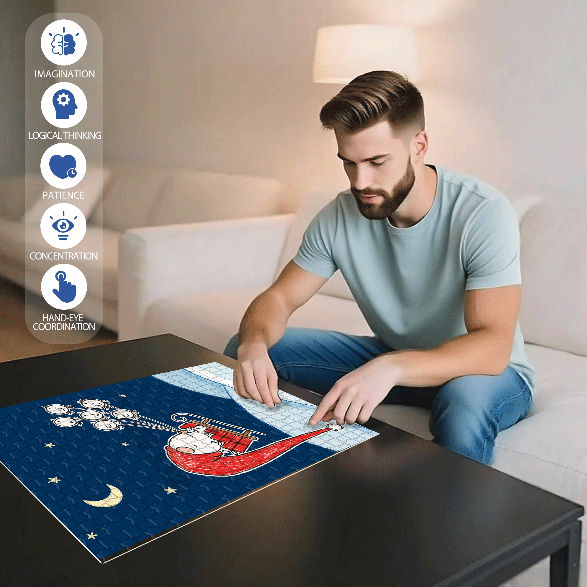 Night Of Dreams 500pcs/1000pcs Jigsaw Puzzle, Scratch-Resistant, Interactive Family Game & Brain-Boosting DIY Decor, Perfect for Halloween, Christmas & New Year Gifts, Family Puzzle Game