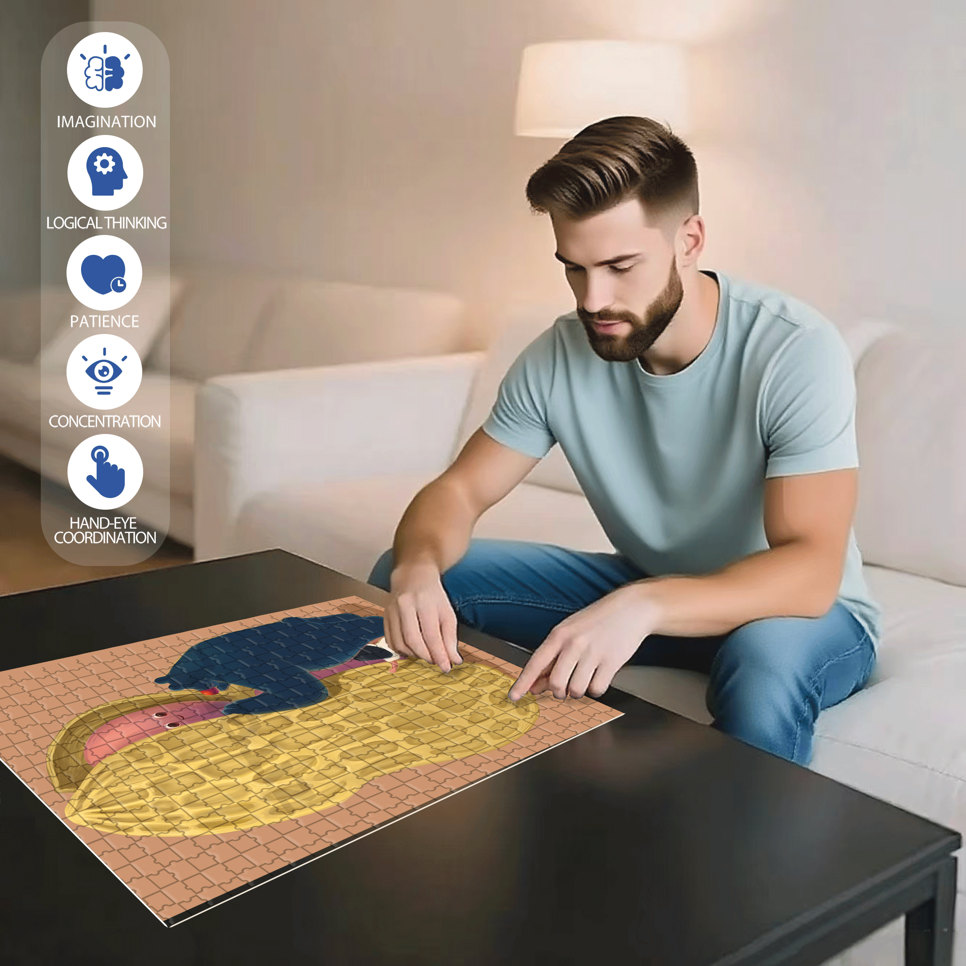 Peanut Kernel 500pcs/1000pcs Jigsaw Puzzle, Scratch-Resistant, Interactive Family Game & Brain-Boosting DIY Decor, Perfect for Halloween, Christmas & New Year Gifts, Family Puzzle Game