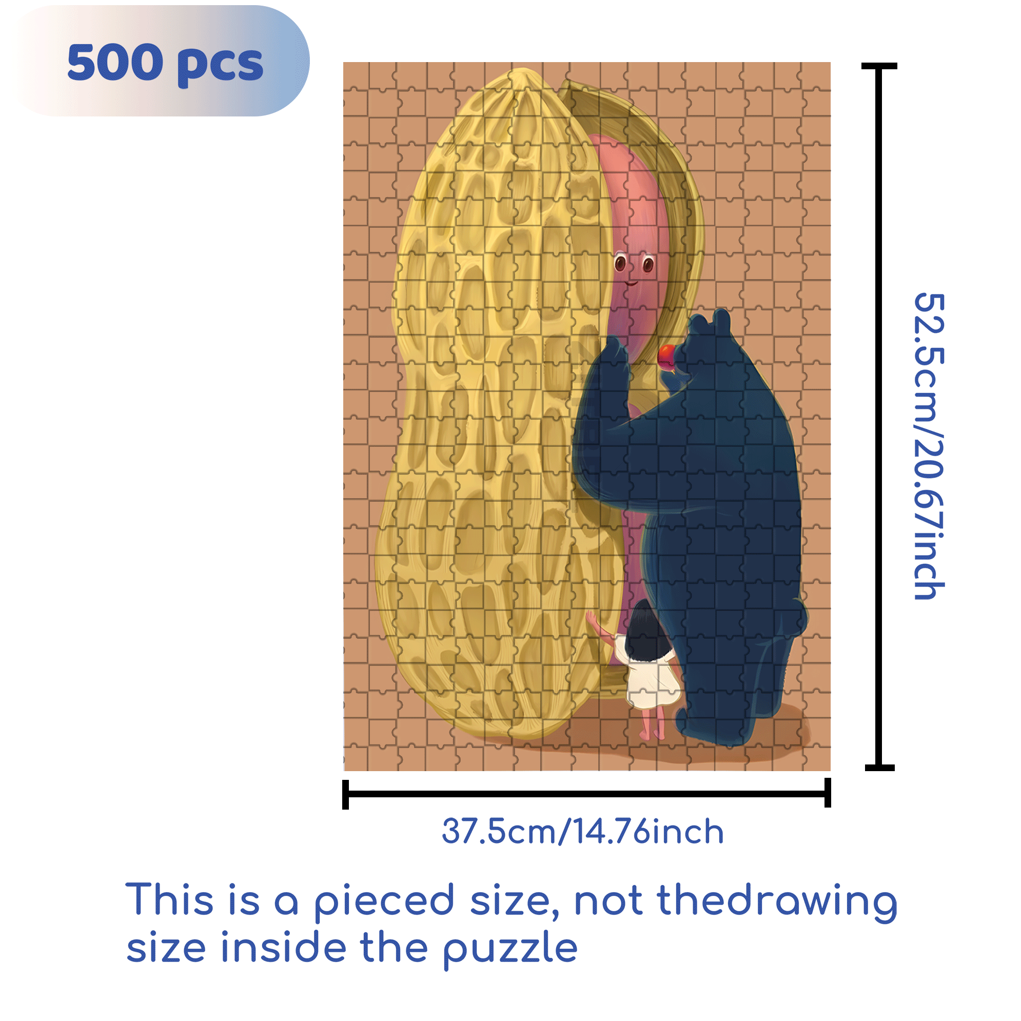 Peanut Kernel 500pcs/1000pcs Jigsaw Puzzle, Scratch-Resistant, Interactive Family Game & Brain-Boosting DIY Decor, Perfect for Halloween, Christmas & New Year Gifts, Family Puzzle Game