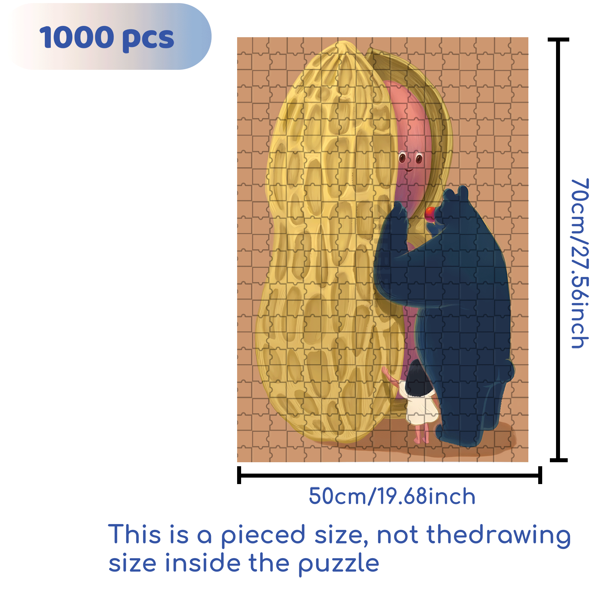Peanut Kernel 500pcs/1000pcs Jigsaw Puzzle, Scratch-Resistant, Interactive Family Game & Brain-Boosting DIY Decor, Perfect for Halloween, Christmas & New Year Gifts, Family Puzzle Game
