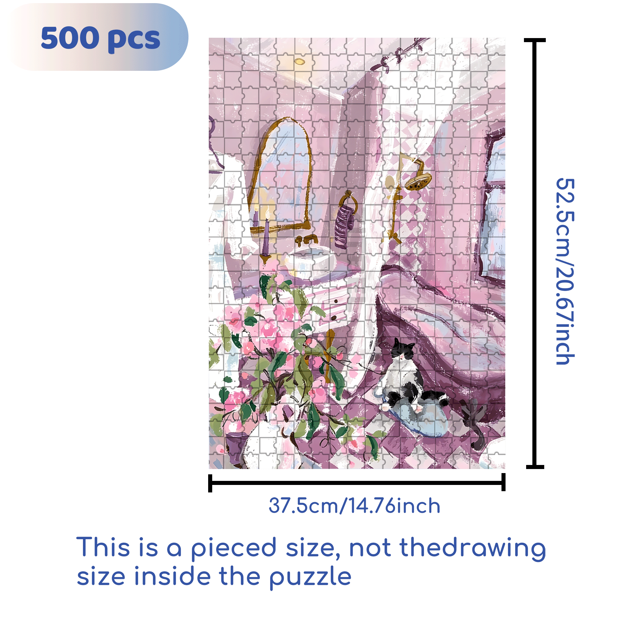 Purple Room 500pcs/1000pcs Jigsaw Puzzle, Scratch-Resistant, Interactive Family Game & Brain-Boosting DIY Decor, Perfect for Halloween, Christmas & New Year Gifts, Family Puzzle Game