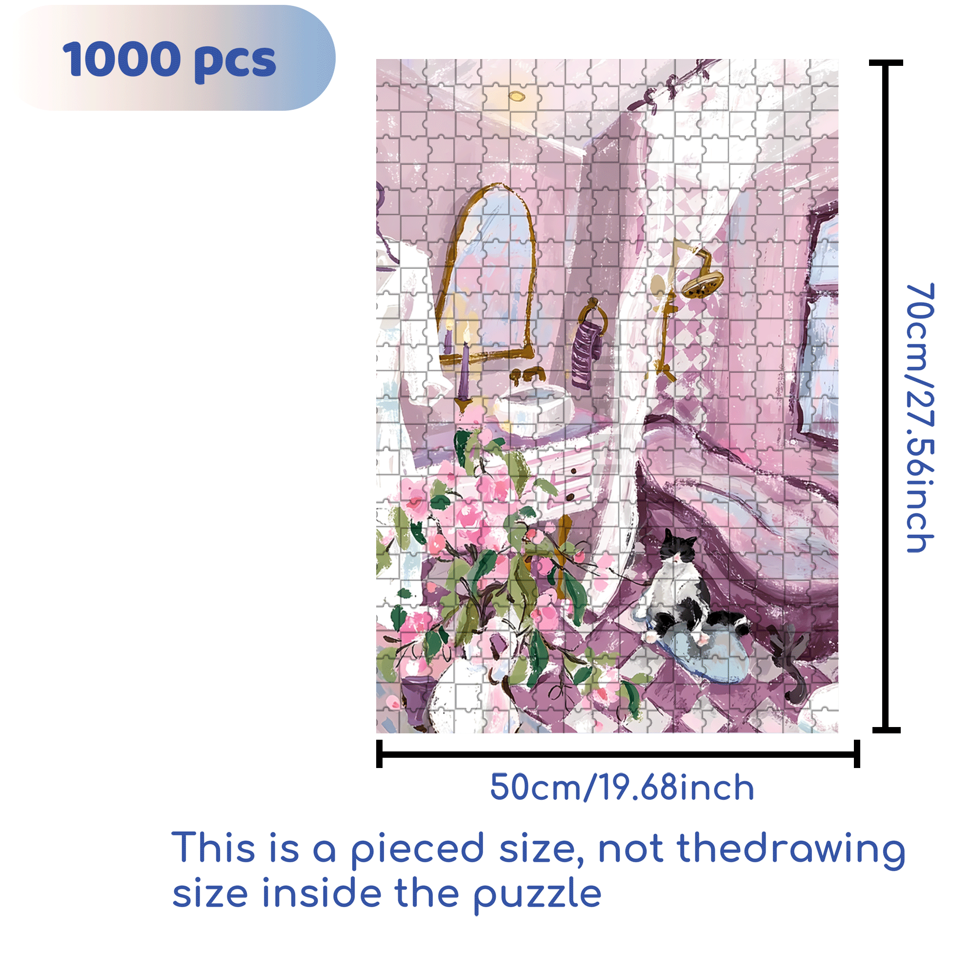 Purple Room 500pcs/1000pcs Jigsaw Puzzle, Scratch-Resistant, Interactive Family Game & Brain-Boosting DIY Decor, Perfect for Halloween, Christmas & New Year Gifts, Family Puzzle Game