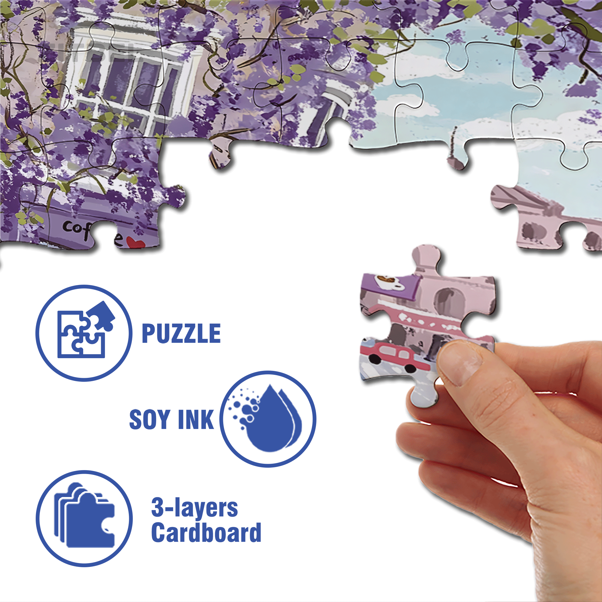 Purple Vine Cafe 500pcs/1000pcs Jigsaw Puzzle, Scratch-Resistant, Interactive Family Game & Brain-Boosting DIY Decor, Perfect for Halloween, Christmas & New Year Gifts, Family Puzzle Game