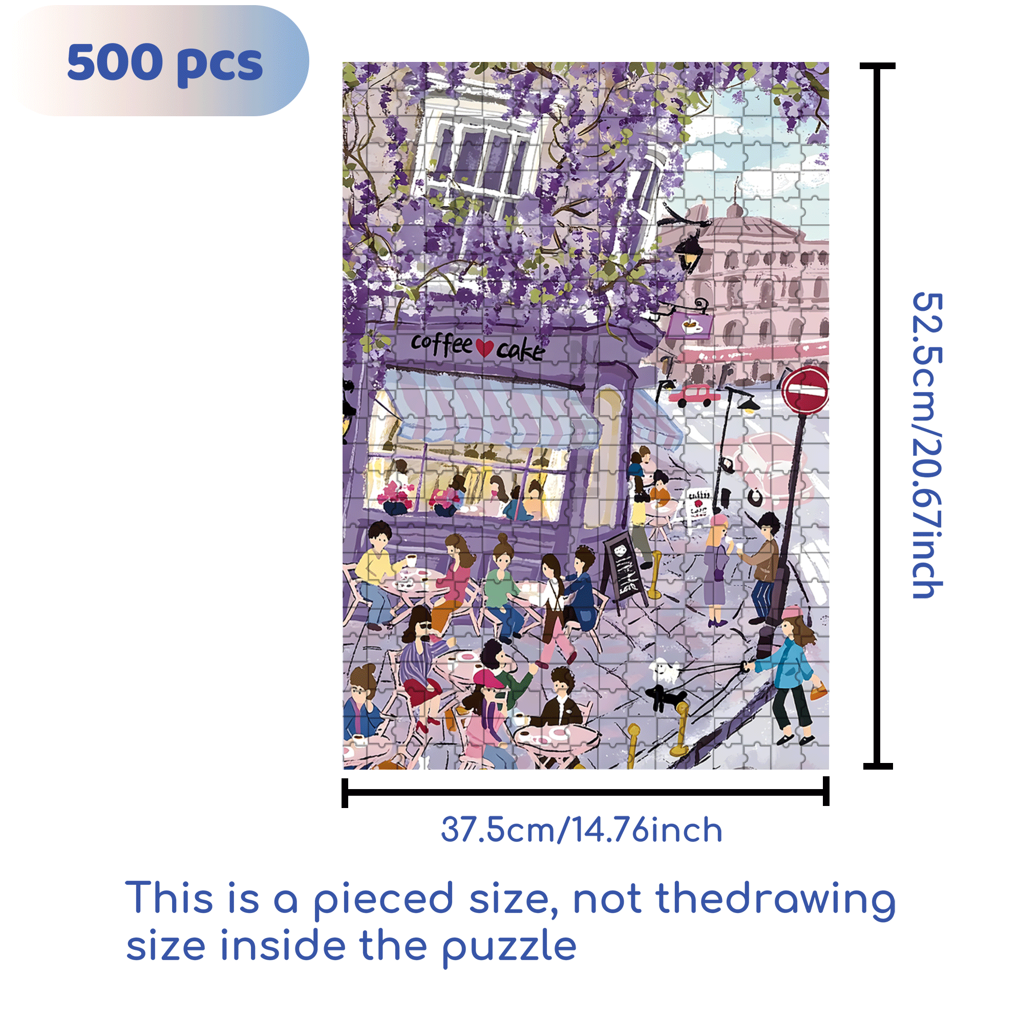 Purple Vine Cafe 500pcs/1000pcs Jigsaw Puzzle, Scratch-Resistant, Interactive Family Game & Brain-Boosting DIY Decor, Perfect for Halloween, Christmas & New Year Gifts, Family Puzzle Game