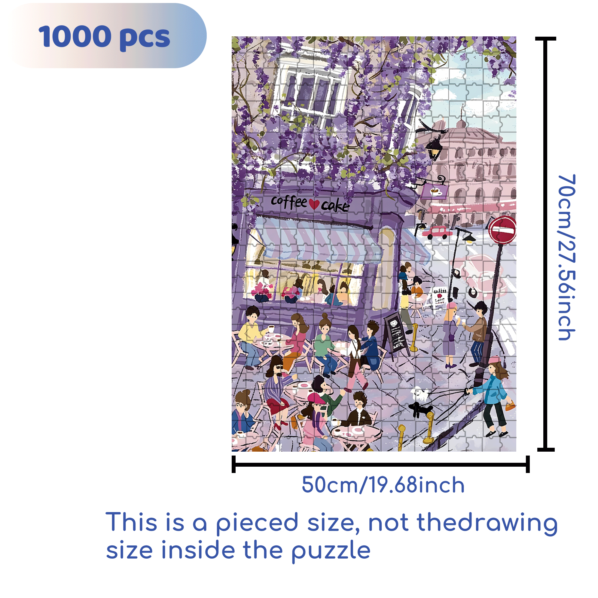 Purple Vine Cafe 500pcs/1000pcs Jigsaw Puzzle, Scratch-Resistant, Interactive Family Game & Brain-Boosting DIY Decor, Perfect for Halloween, Christmas & New Year Gifts, Family Puzzle Game