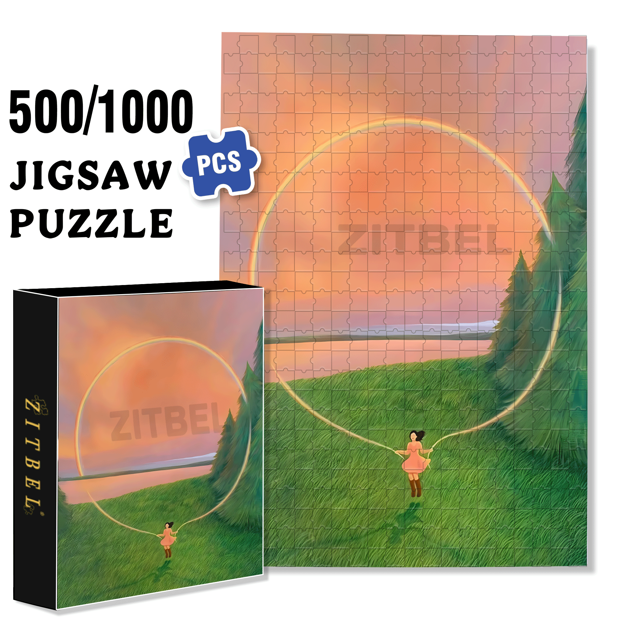 Rainbow Angel  500pcs/1000pcs Jigsaw Puzzle, Scratch-Resistant, Interactive Family Game & Brain-Boosting DIY Decor, Perfect for Halloween, Christmas & New Year Gifts, Family Puzzle Game