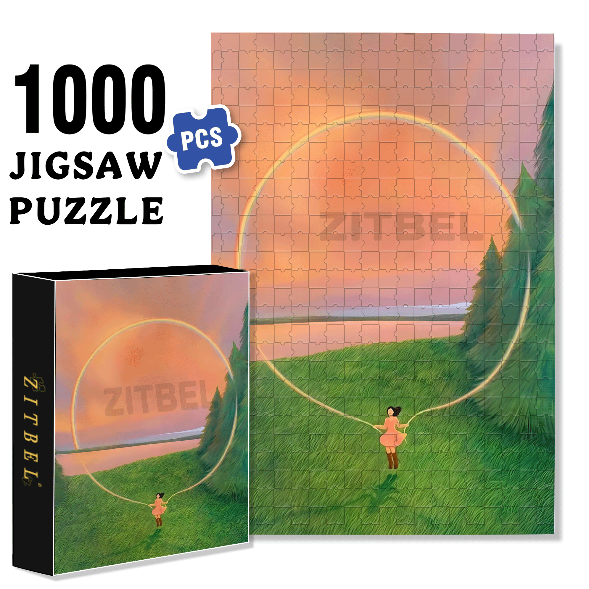 Rainbow Angel  500pcs/1000pcs Jigsaw Puzzle, Scratch-Resistant, Interactive Family Game & Brain-Boosting DIY Decor, Perfect for Halloween, Christmas & New Year Gifts, Family Puzzle Game