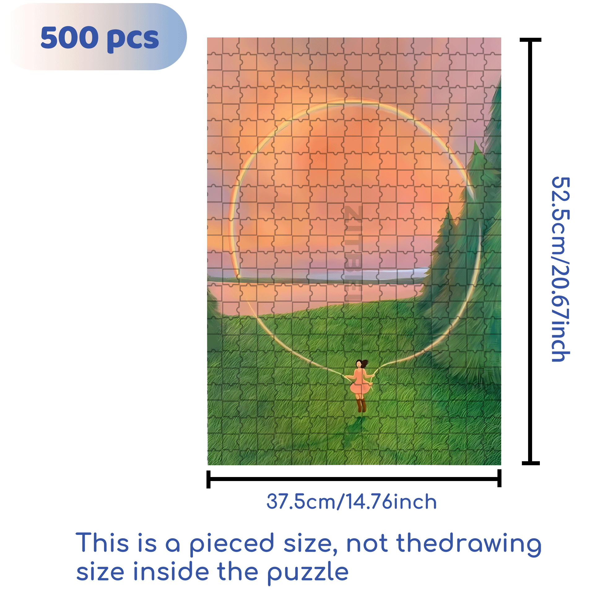 Rainbow Angel  500pcs/1000pcs Jigsaw Puzzle, Scratch-Resistant, Interactive Family Game & Brain-Boosting DIY Decor, Perfect for Halloween, Christmas & New Year Gifts, Family Puzzle Game