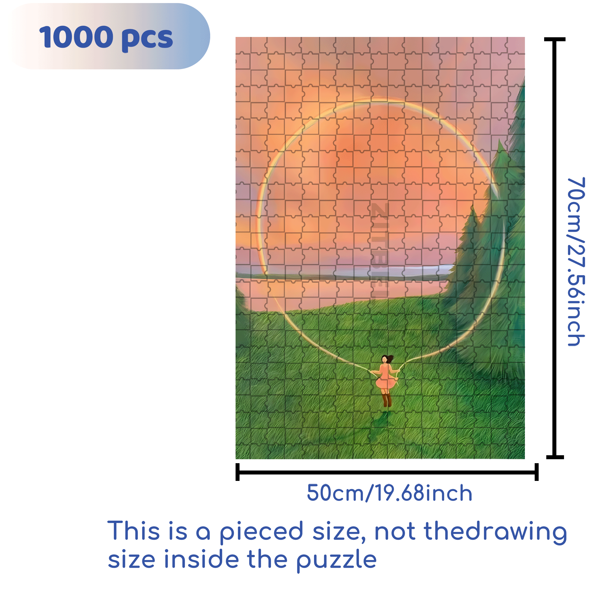 Rainbow Angel  500pcs/1000pcs Jigsaw Puzzle, Scratch-Resistant, Interactive Family Game & Brain-Boosting DIY Decor, Perfect for Halloween, Christmas & New Year Gifts, Family Puzzle Game