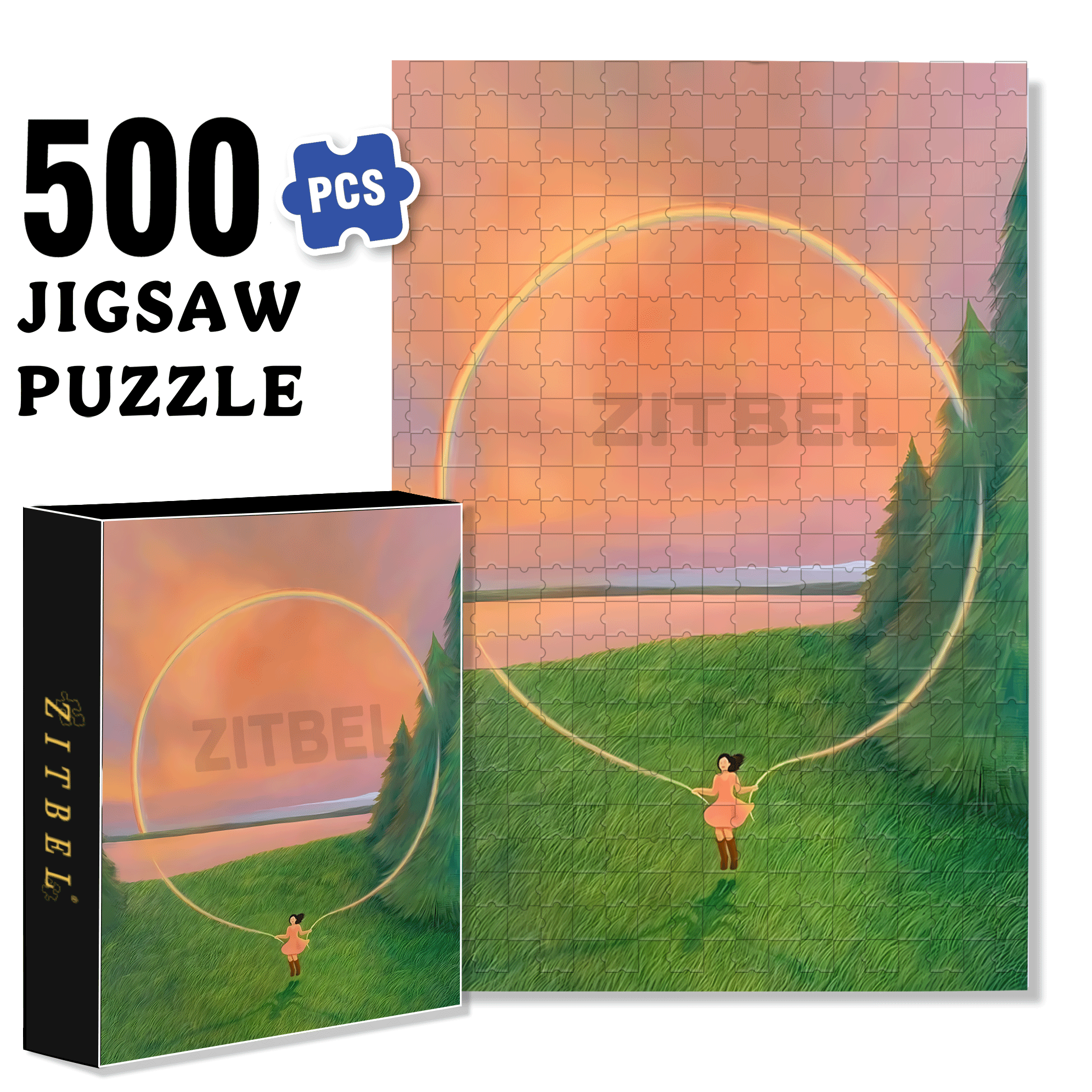 Rainbow Angel  500pcs/1000pcs Jigsaw Puzzle, Scratch-Resistant, Interactive Family Game & Brain-Boosting DIY Decor, Perfect for Halloween, Christmas & New Year Gifts, Family Puzzle Game