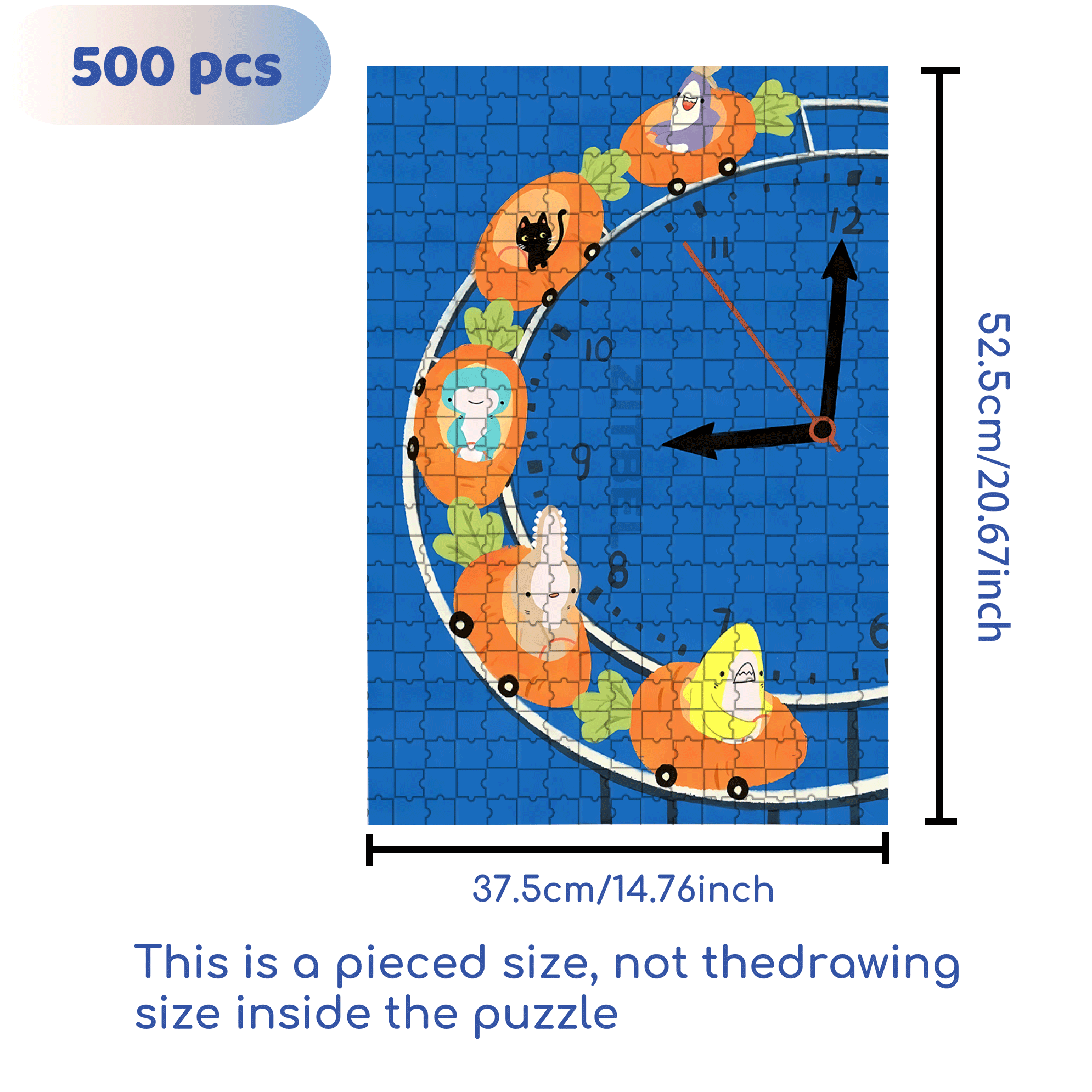 Roller Coaster Clock 500pcs/1000pcs Jigsaw Puzzle, Scratch-Resistant, Interactive Family Game & Brain-Boosting DIY Decor, Perfect for Halloween, Christmas & New Year Gifts, Family Puzzle Game