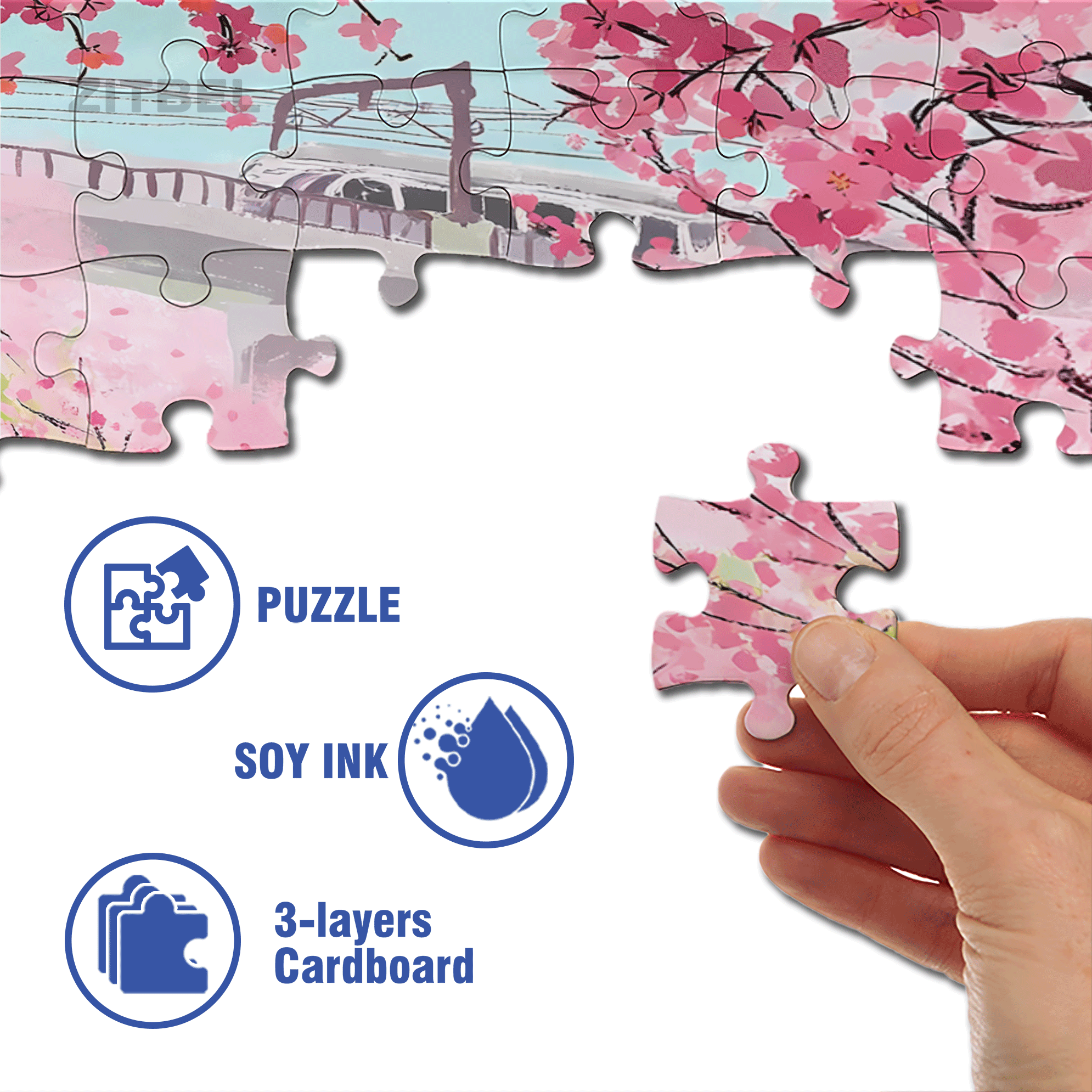 Romantic Cherry Blossom Season 2 500pcs/1000pcs Jigsaw Puzzle, Scratch-Resistant, Interactive Family Game & Brain-Boosting DIY Decor, Perfect for Halloween, Christmas & New Year Gifts, Family Puzzle Game