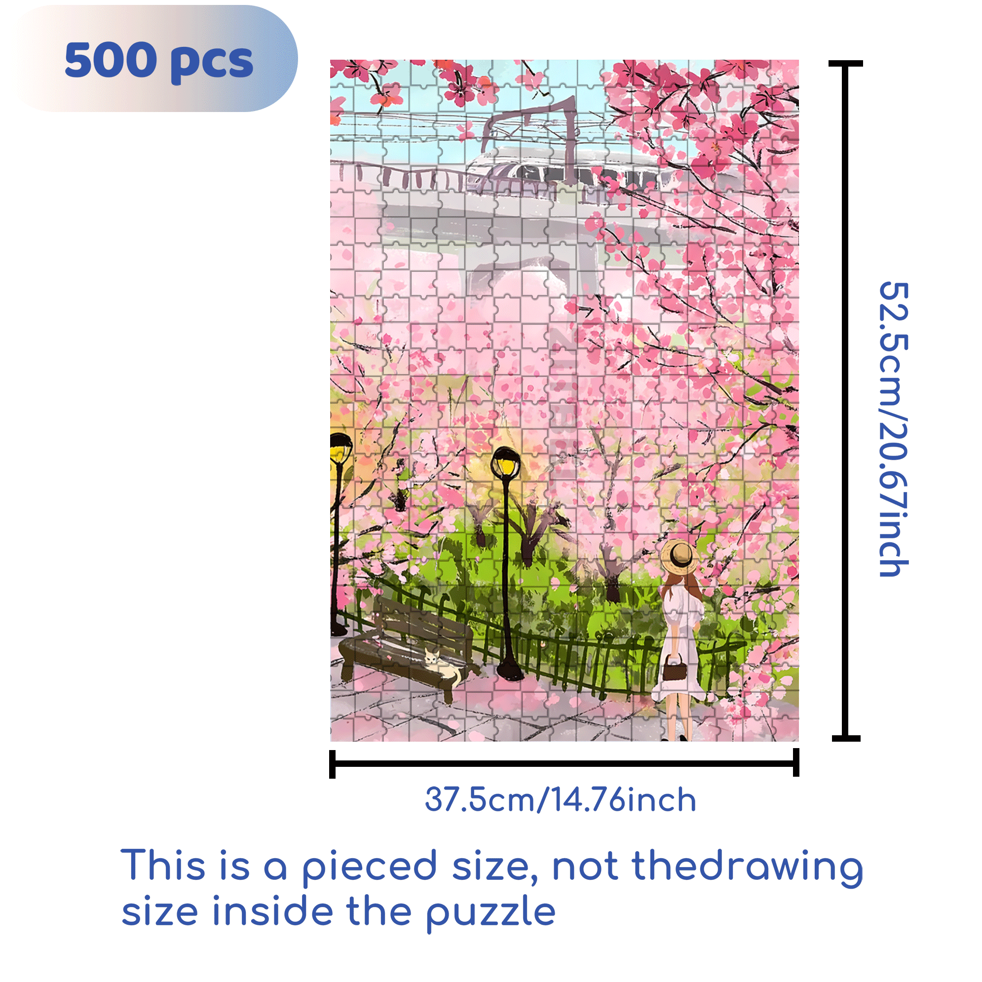 Romantic Cherry Blossom Season 2 500pcs/1000pcs Jigsaw Puzzle, Scratch-Resistant, Interactive Family Game & Brain-Boosting DIY Decor, Perfect for Halloween, Christmas & New Year Gifts, Family Puzzle Game