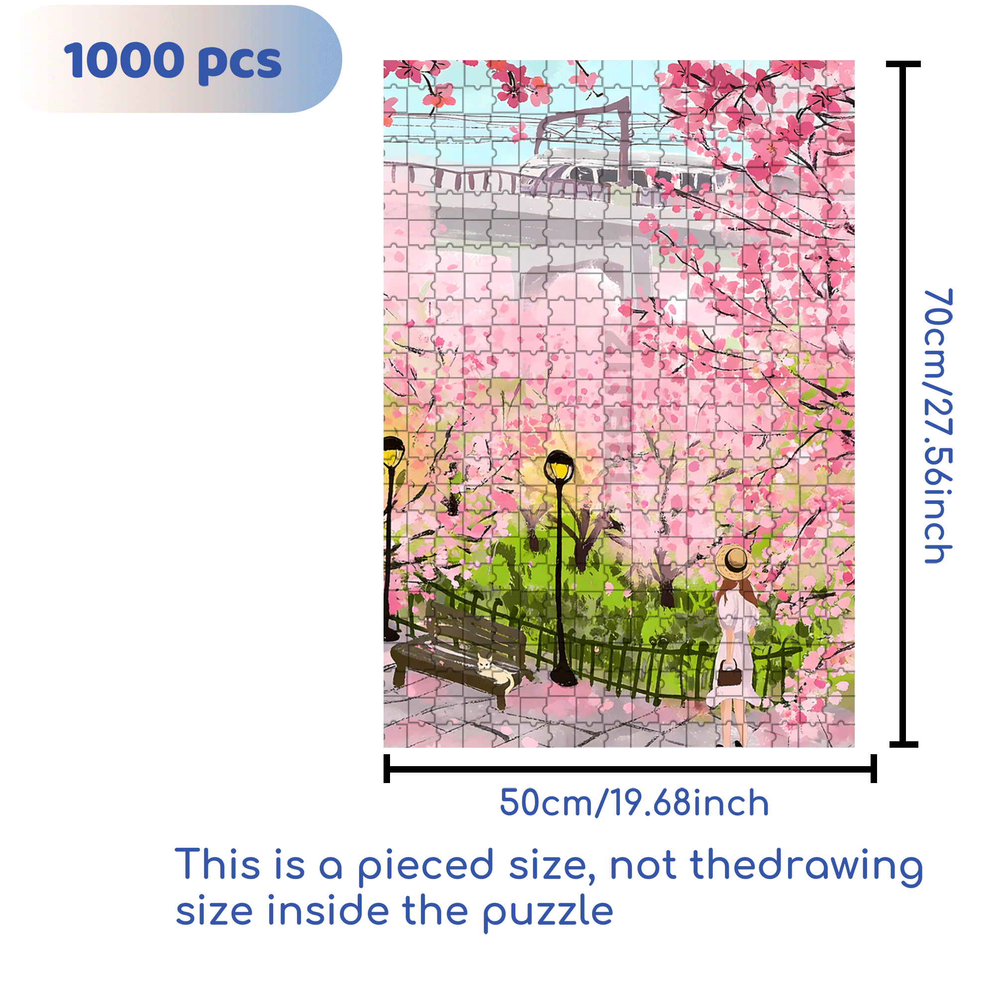 Romantic Cherry Blossom Season 2 500pcs/1000pcs Jigsaw Puzzle, Scratch-Resistant, Interactive Family Game & Brain-Boosting DIY Decor, Perfect for Halloween, Christmas & New Year Gifts, Family Puzzle Game