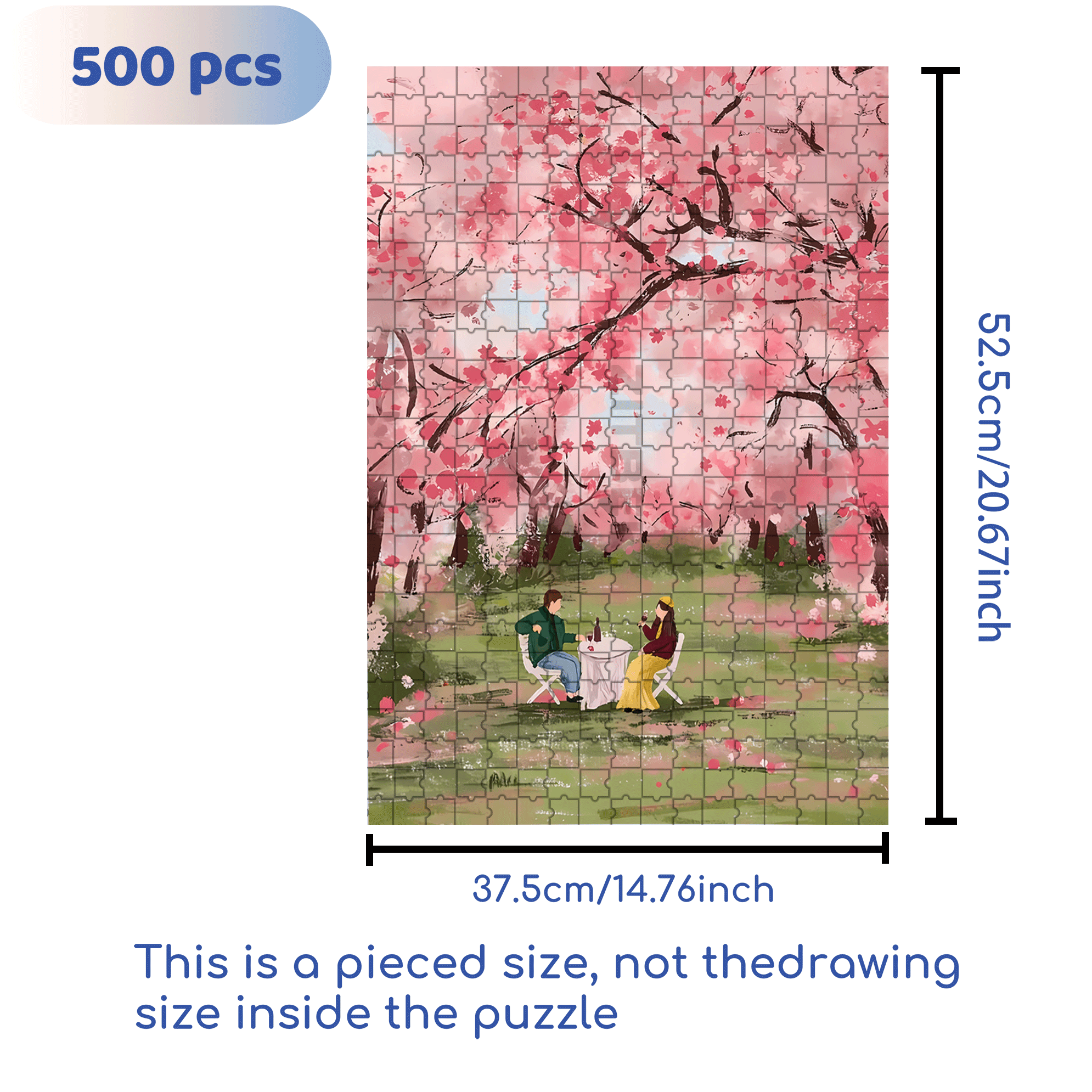 Romantic Cherry Blossom Season 500pcs/1000pcs Jigsaw Puzzle, Scratch-Resistant, Interactive Family Game & Brain-Boosting DIY Decor, Perfect for Halloween, Christmas & New Year Gifts, Family Puzzle Game