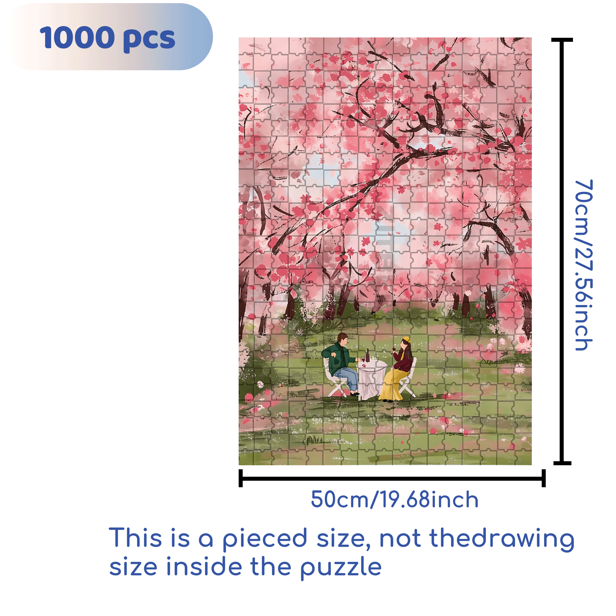 Romantic Cherry Blossom Season 500pcs/1000pcs Jigsaw Puzzle, Scratch-Resistant, Interactive Family Game & Brain-Boosting DIY Decor, Perfect for Halloween, Christmas & New Year Gifts, Family Puzzle Game