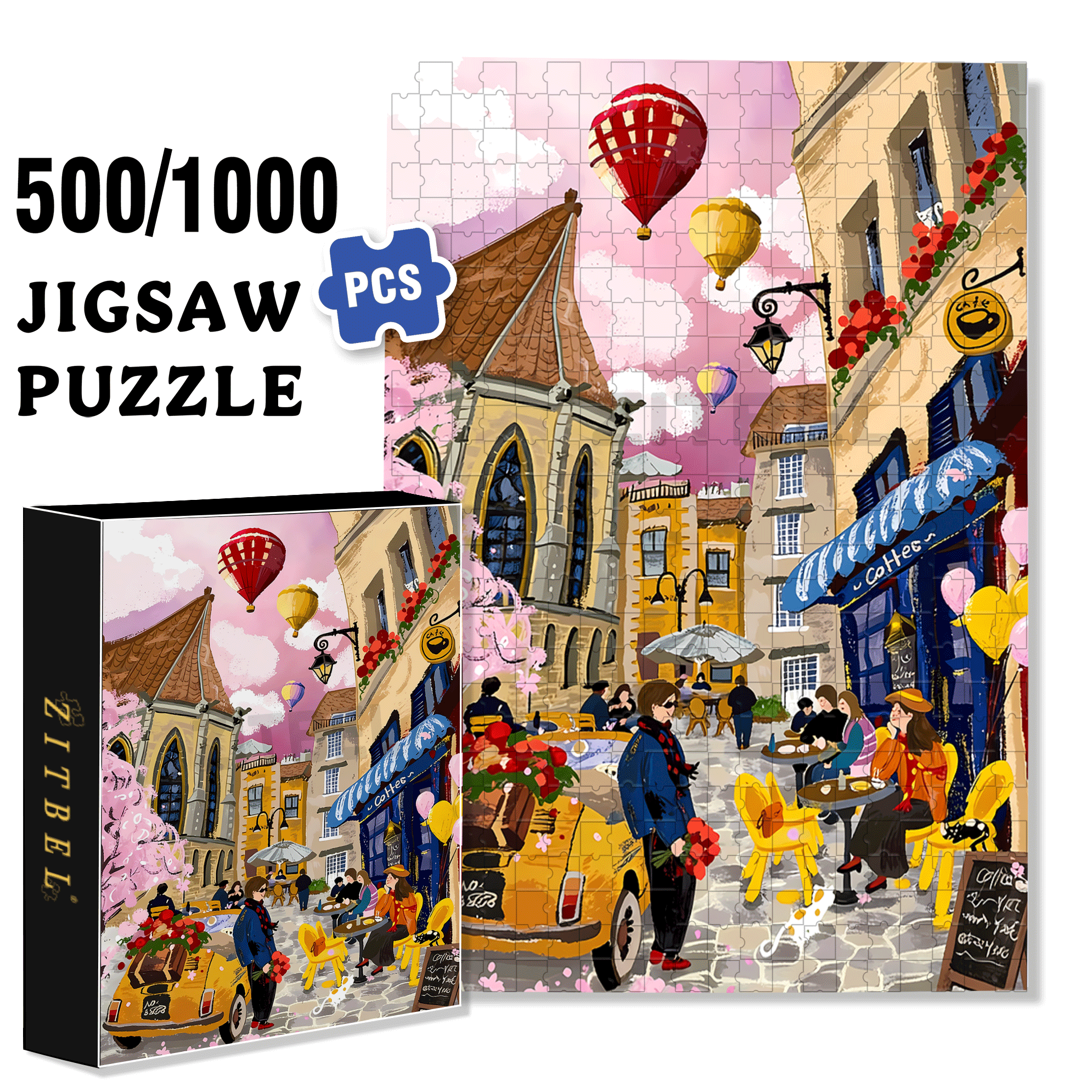 Romantic Valentine's Day 500pcs/1000pcs Jigsaw Puzzle, Scratch-Resistant, Interactive Family Game & Brain-Boosting DIY Decor, Perfect for Halloween, Christmas & New Year Gifts, Family Puzzle Game