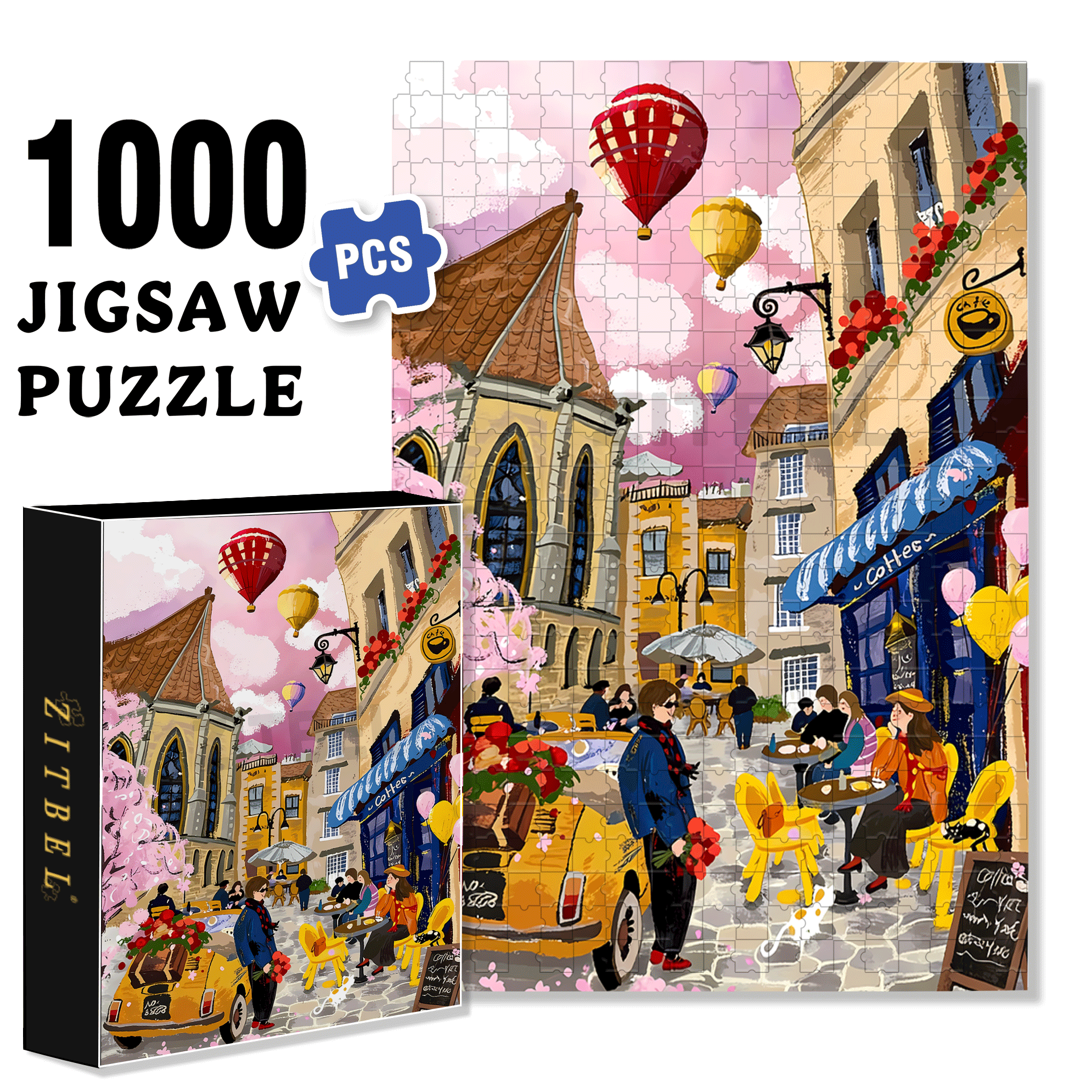 Romantic Valentine's Day 500pcs/1000pcs Jigsaw Puzzle, Scratch-Resistant, Interactive Family Game & Brain-Boosting DIY Decor, Perfect for Halloween, Christmas & New Year Gifts, Family Puzzle Game