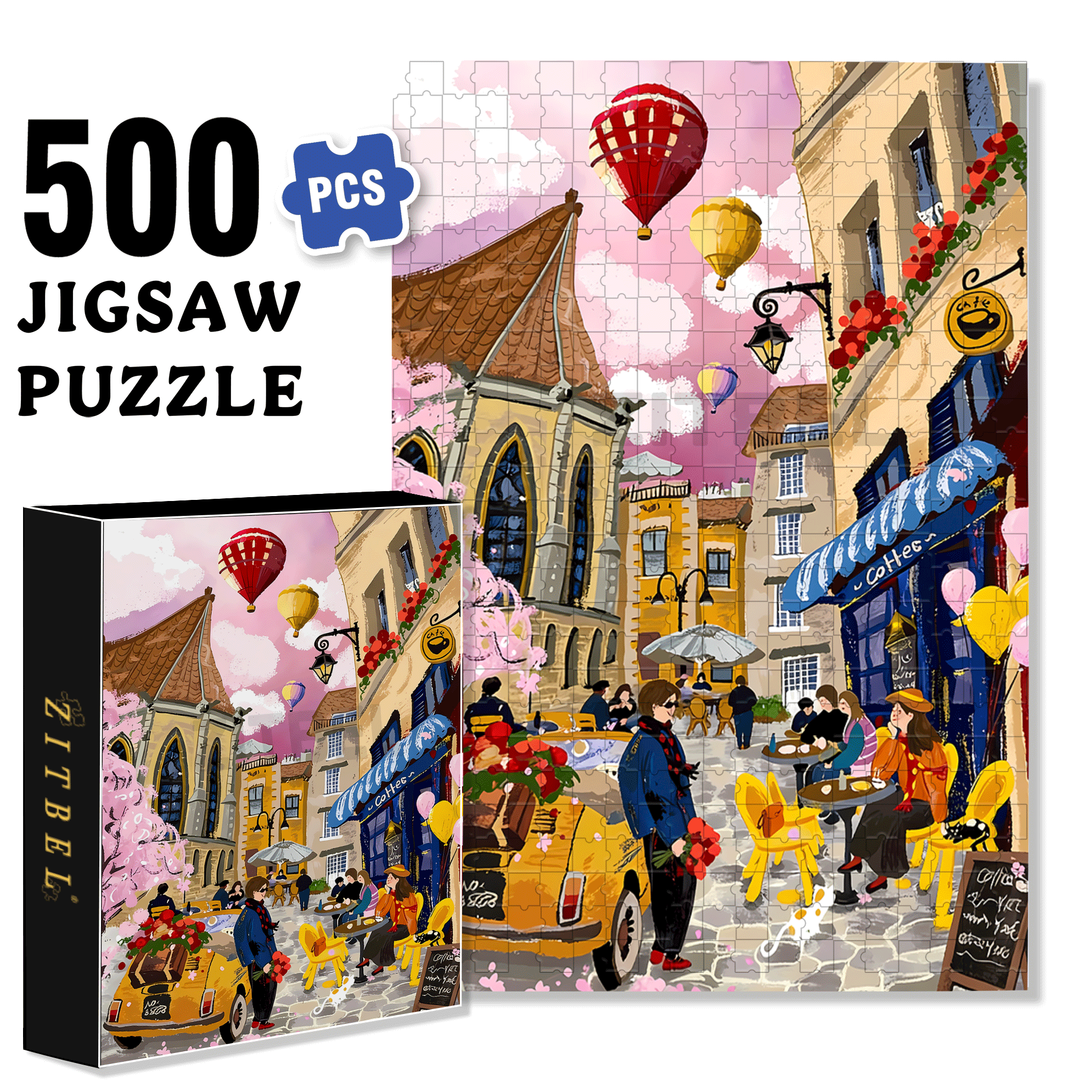 Romantic Valentine's Day 500pcs/1000pcs Jigsaw Puzzle, Scratch-Resistant, Interactive Family Game & Brain-Boosting DIY Decor, Perfect for Halloween, Christmas & New Year Gifts, Family Puzzle Game