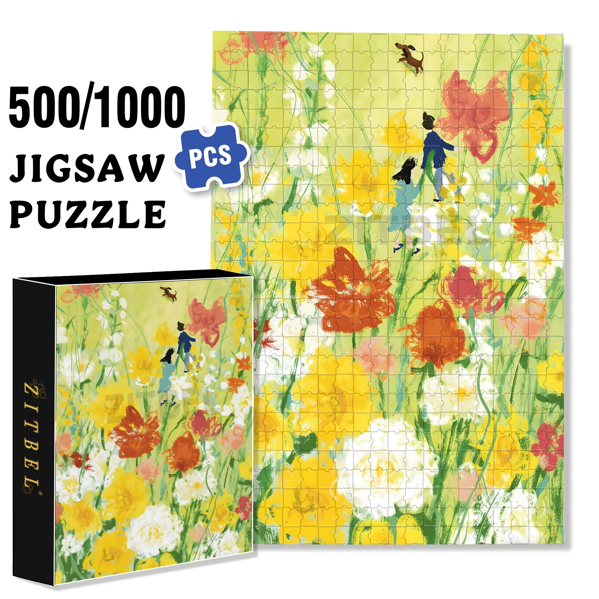 Running Towards Summer 500pcs/1000pcs Jigsaw Puzzle, Scratch-Resistant, Interactive Family Game & Brain-Boosting DIY Decor, Perfect for Halloween, Christmas & New Year Gifts, Family Puzzle Game